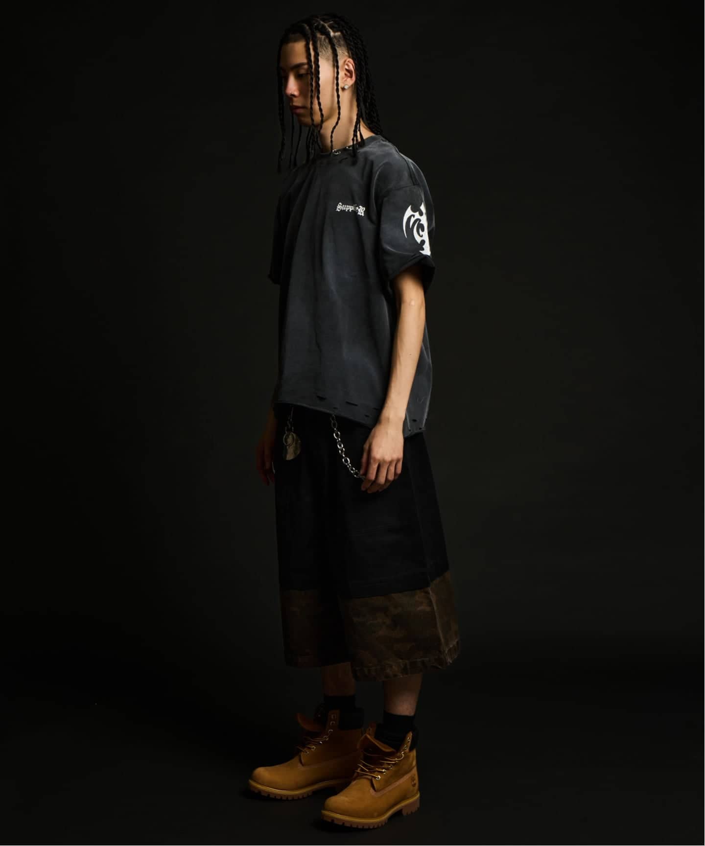 UNDERWATER レイヤード カモ ブラック ショーツ レイヤードカモショーツ / J Layered Camo Pants（ショート・ハーフ