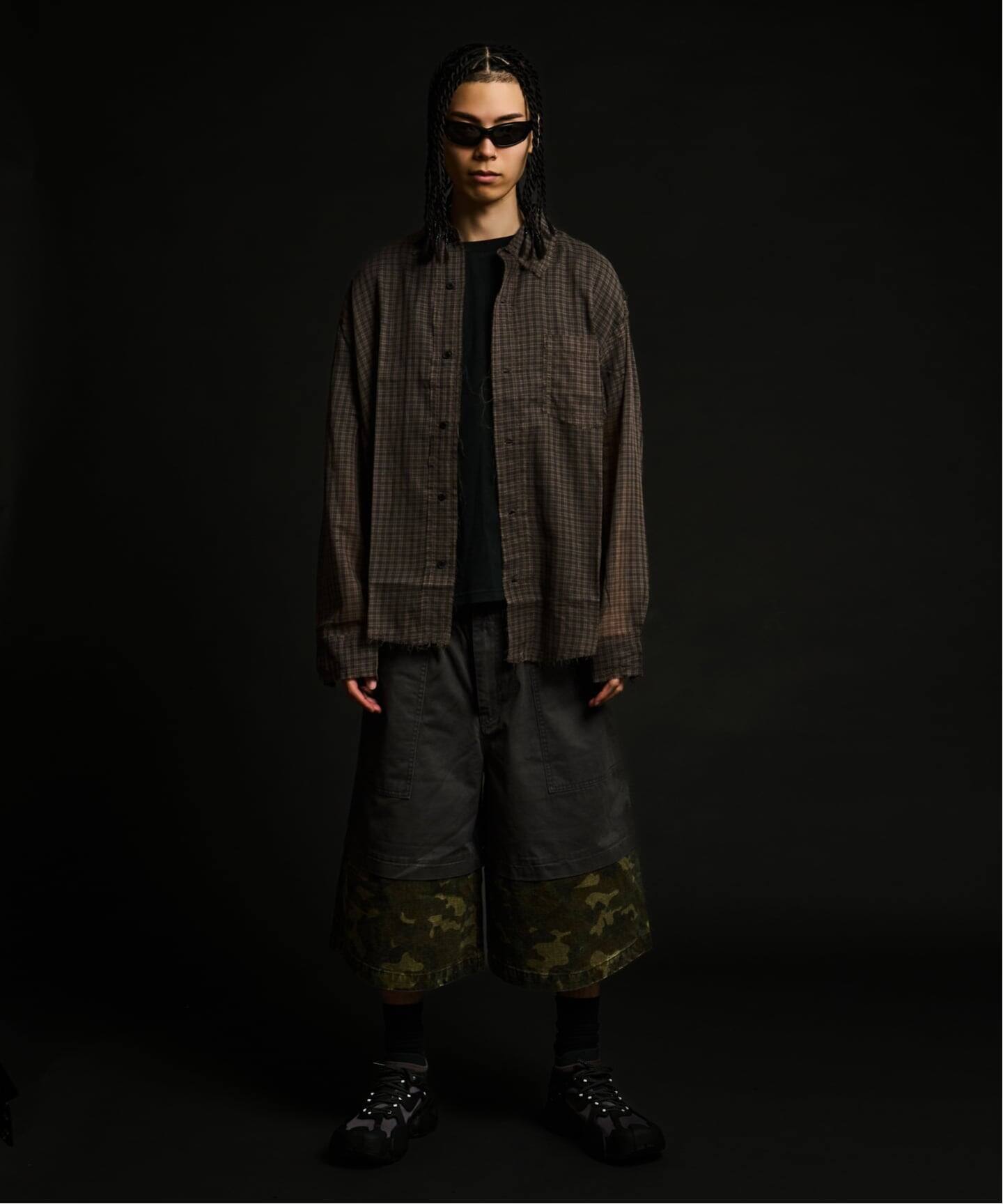 UNDERWATER レイヤード カモ ブラック ショーツ レイヤードカモショーツ / J Layered Camo Pants（ショート・ハーフ