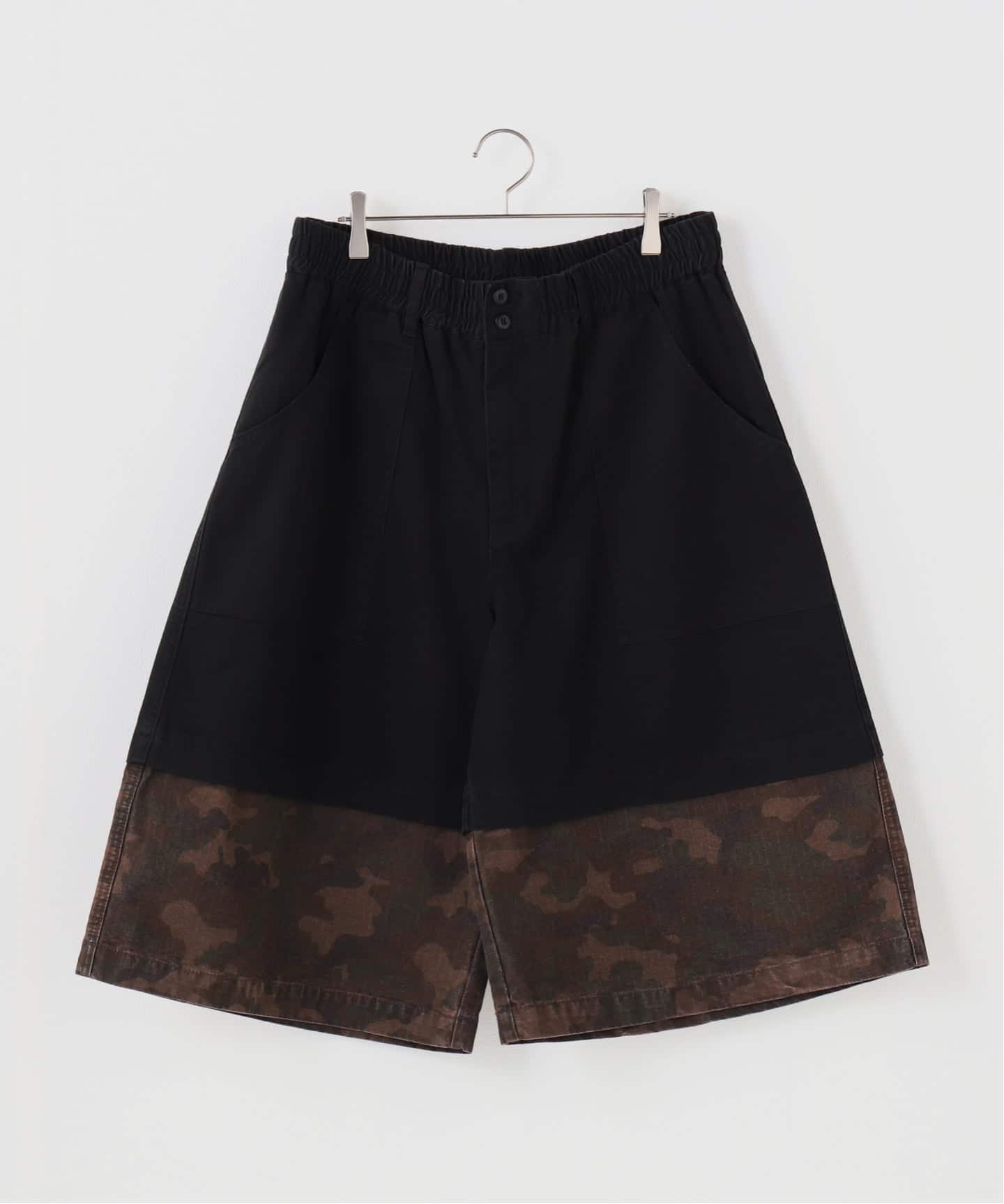 UNDERWATER レイヤード カモ ブラック ショーツ レイヤードカモショーツ / J Layered Camo Pants（ショート・ハーフ