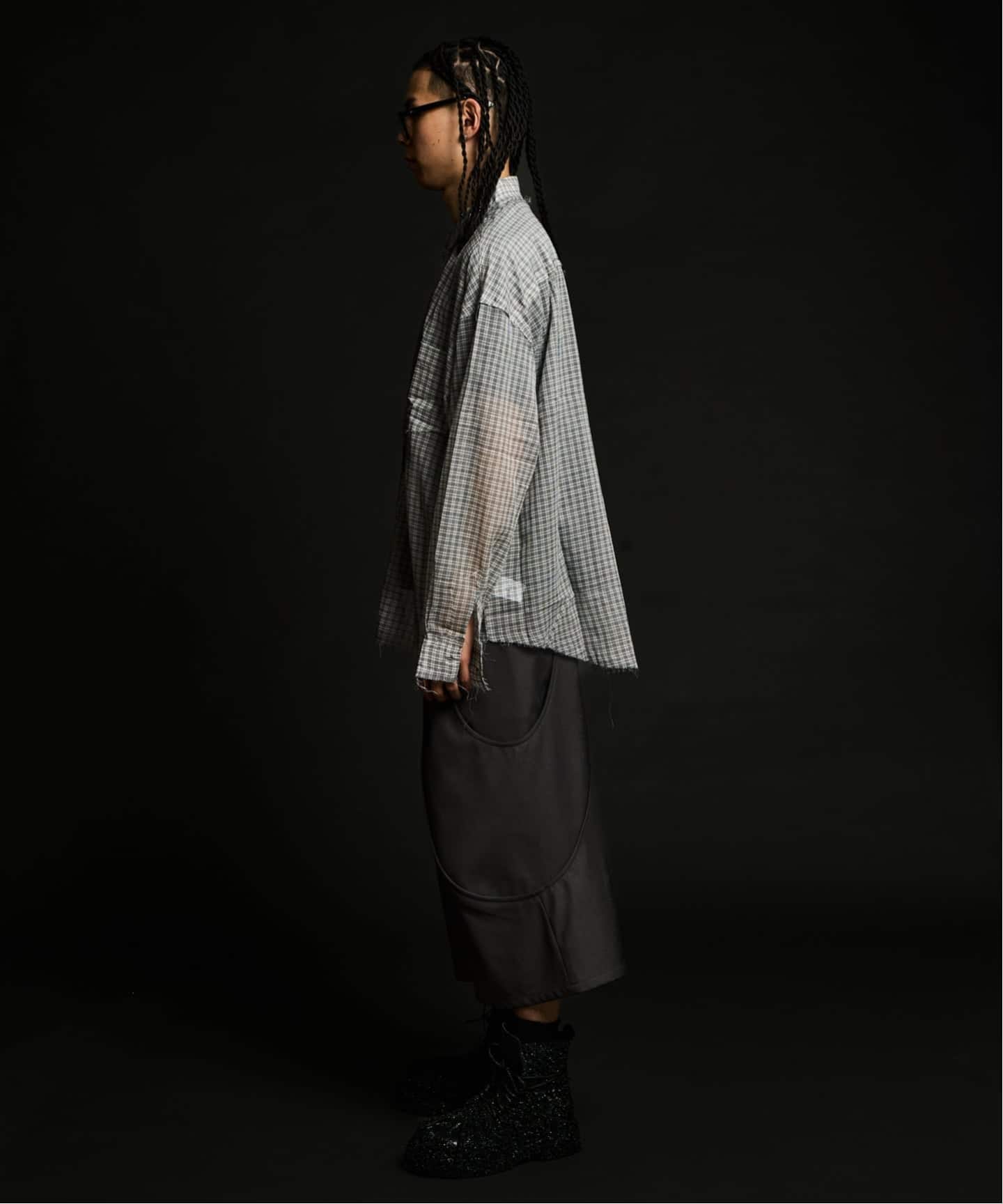 goat essence TUCK WIDE SHORTS サイズ2 グレー GOAT ESSENCE / ゴートエッセンス TUCK CURVE WIDE SHORTS（ショート