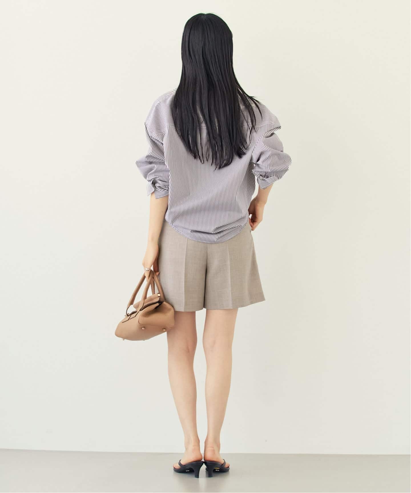 NOBLE ドンゴロスフレアショートパンツ ベージュ セットアップ対応》ドンゴロスフレアショートパンツ（ショート・ハーフ
