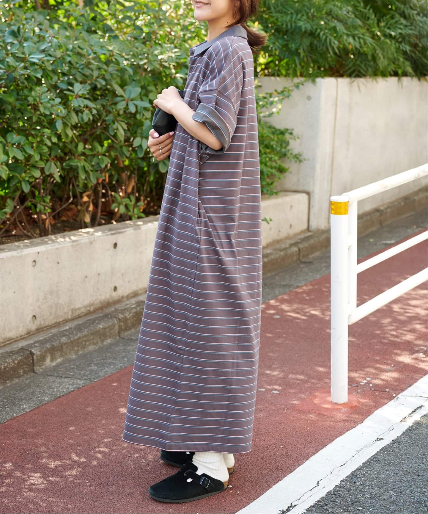 ボーダーポロシャツワイドワンピース（ワンピース）｜OUTDOOR PRODUCTS