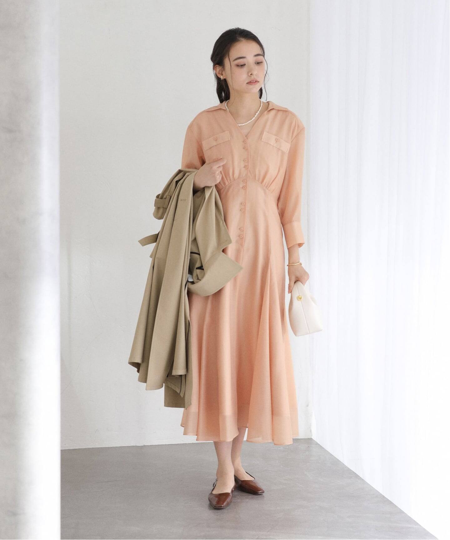 予約》【洗える】ポケットシャツワンピース（ワンピース）｜La