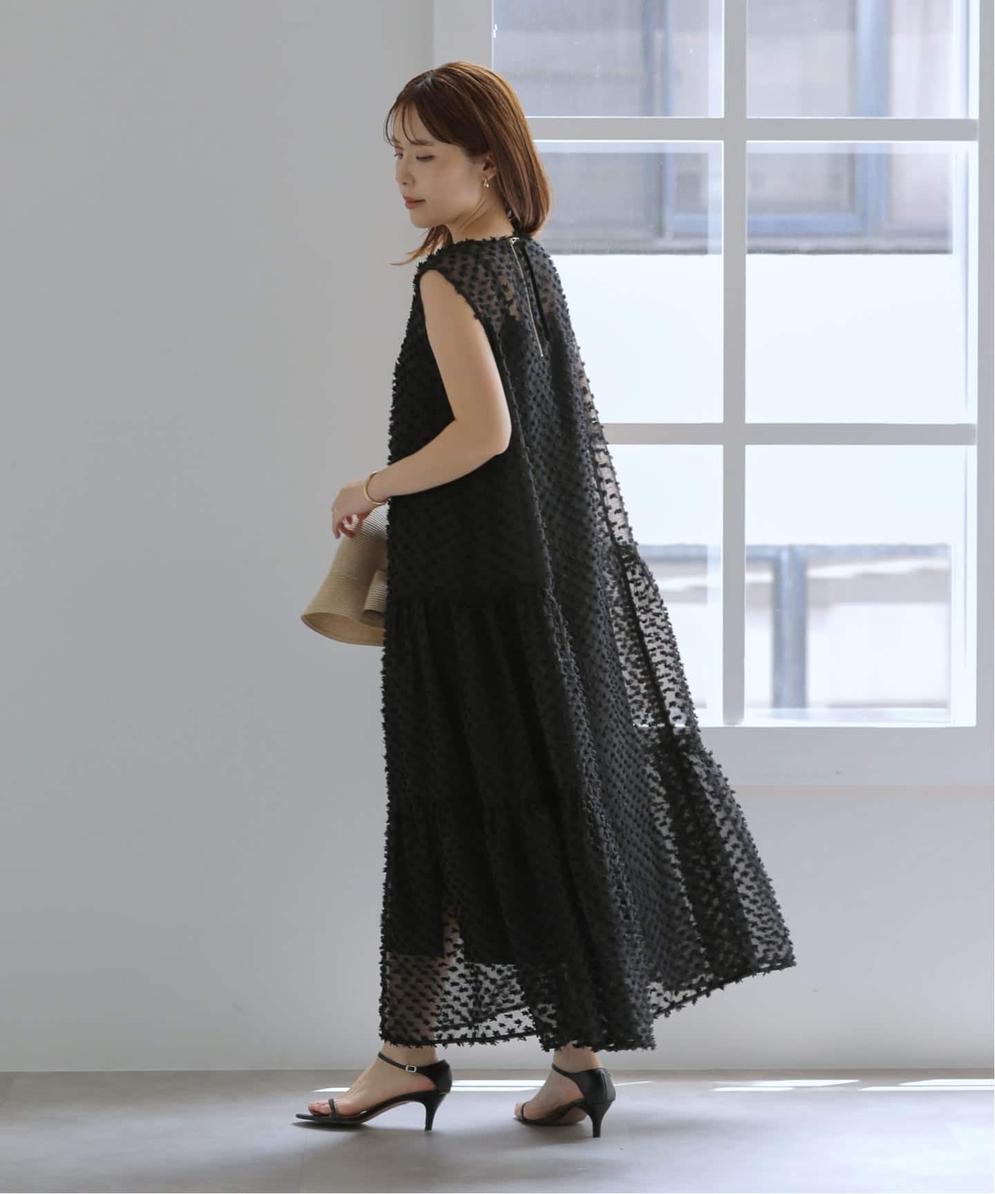 新品タグ付✨ラトータリテ 2024SS ドットジャガードワンピース ティアード 洗える】カットジャガードワンピース（ワンピース）｜La Totalite（ラ