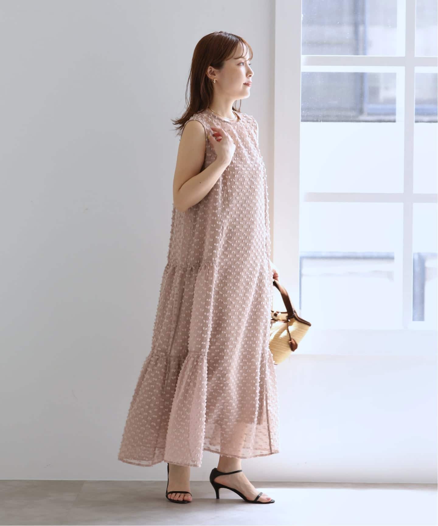 新品タグ付✨ラトータリテ 2024SS ドットジャガードワンピース ティアード 洗える】カットジャガードワンピース（ワンピース）｜La Totalite（ラ