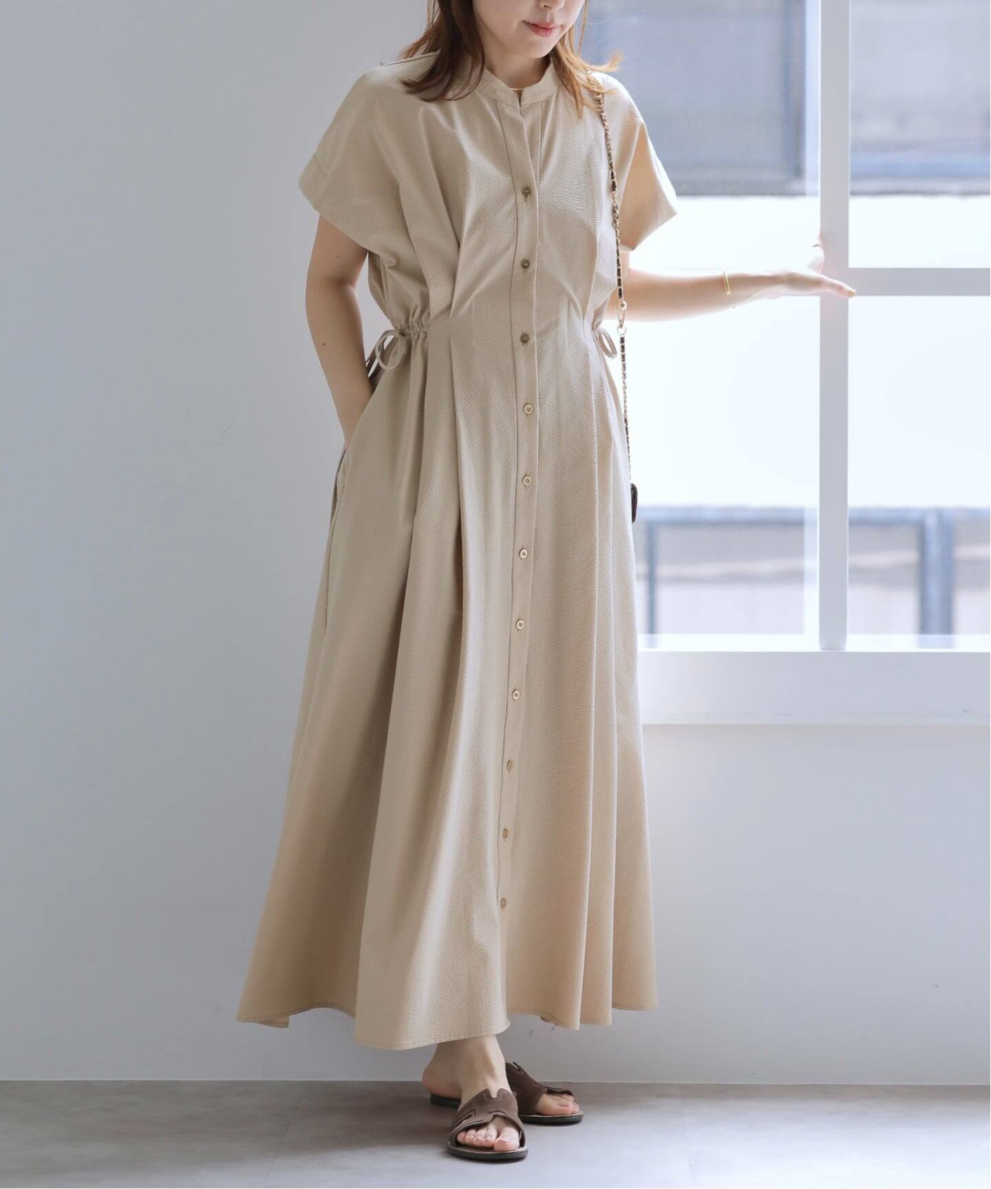 洗える】フレンチタックシャツワンピース（ワンピース）｜La Totalite