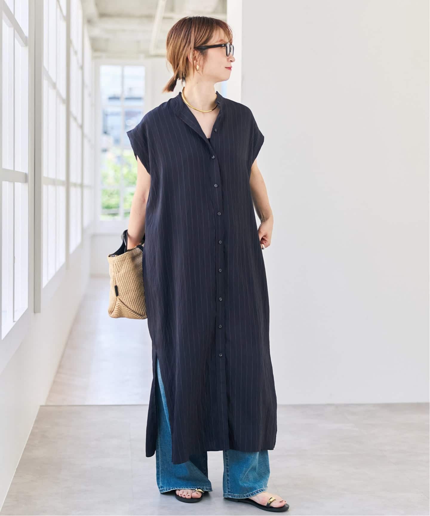 別注カラー有り》MARSALAストライプシャツワンピース（ワンピース