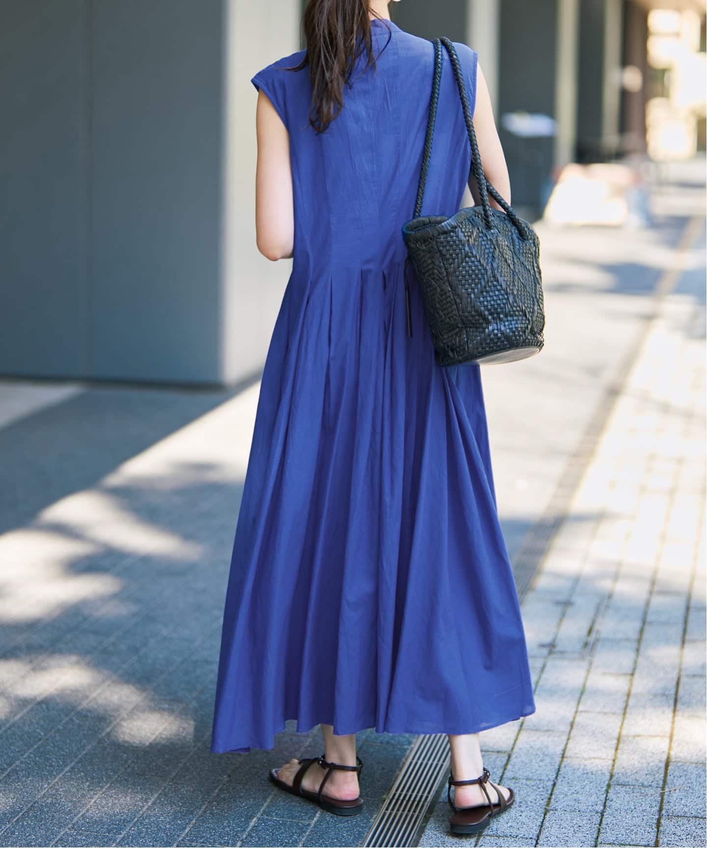 Spick & Span　ボイルタックノースリーブワンピース　ブルー新品タグ付き 手洗い可》C/Rボイルタックノースリーブワンピース（ワンピース