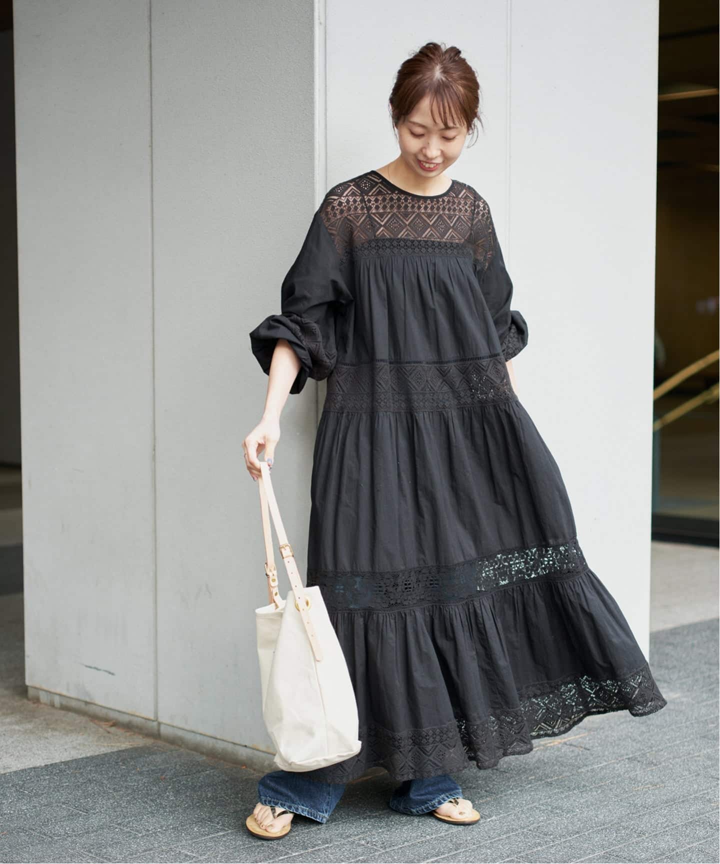 【美品】スピックアンドスパン　HYUレースギャザーワンピース 新色有り / 追加予約》HYUレースギャザーワンピース（ワンピース