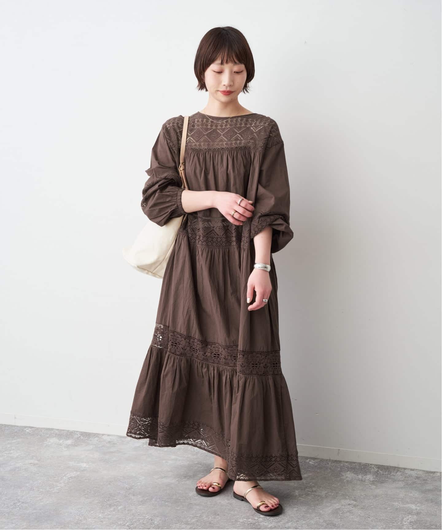 新色有り / 追加予約》HYUレースギャザーワンピース（ワンピース