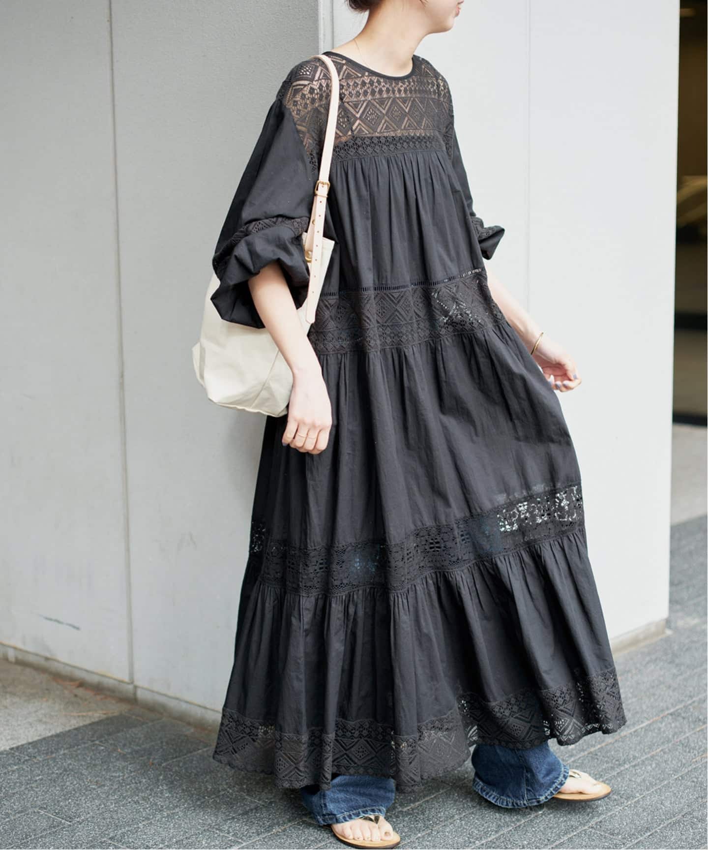 新色有り / 追加予約》HYUレースギャザーワンピース（ワンピース