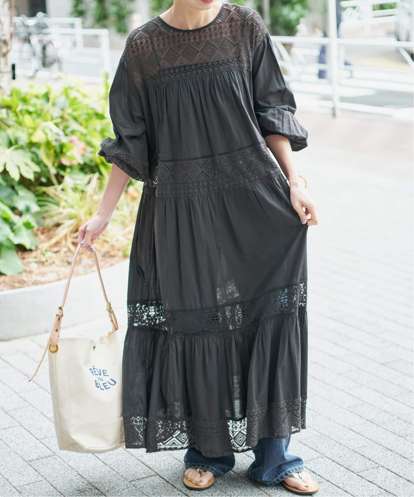 新色有り / 追加予約》HYUレースギャザーワンピース（ワンピース