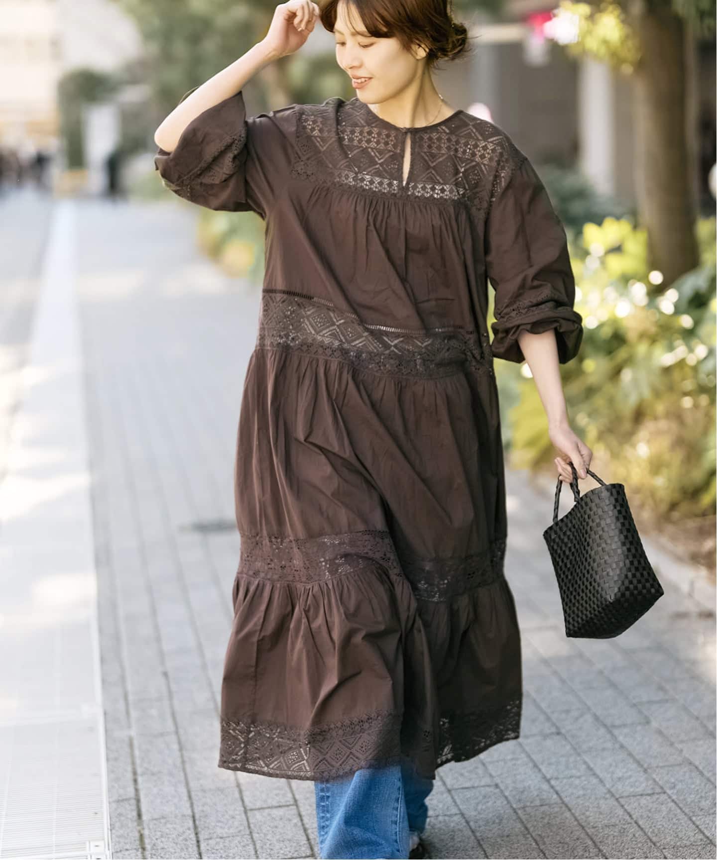 新色有り / 追加予約》HYUレースギャザーワンピース（ワンピース