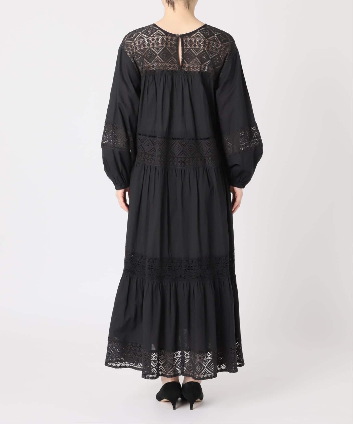 スピックアンドスパン　HYUレースギャザーワンピース　ブラック　黒 新色有り / 追加予約》HYUレースギャザーワンピース（ワンピース