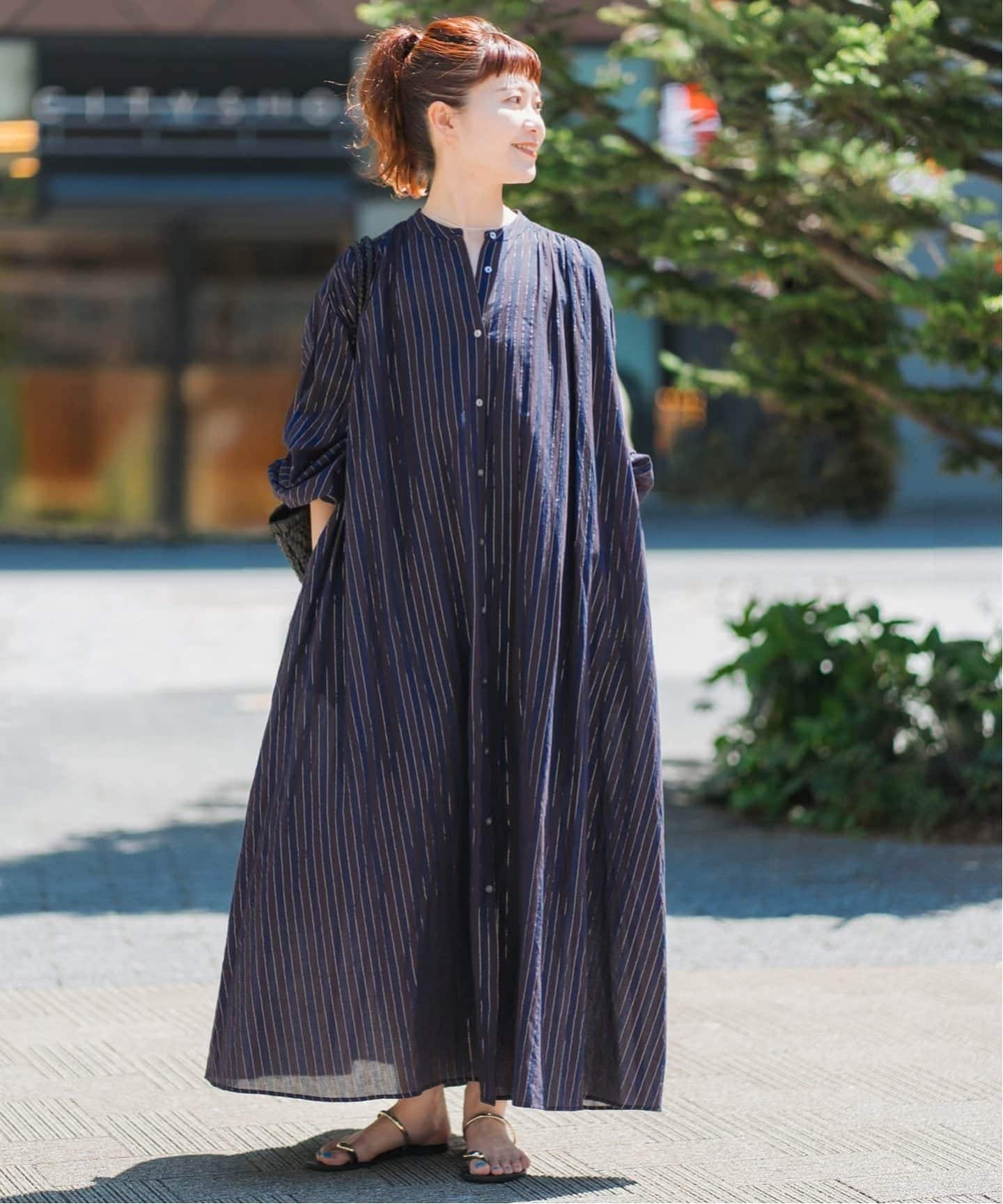 ワンピース hi WEB限定 / 追加》HYUストライプギャザーシャツワンピース（ワンピース