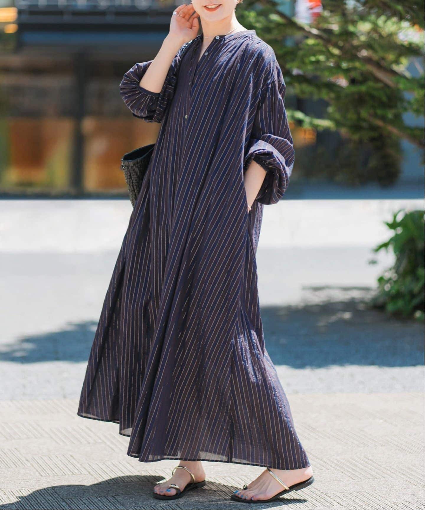 WEB限定 / 追加予約》HYUストライプギャザーシャツワンピース