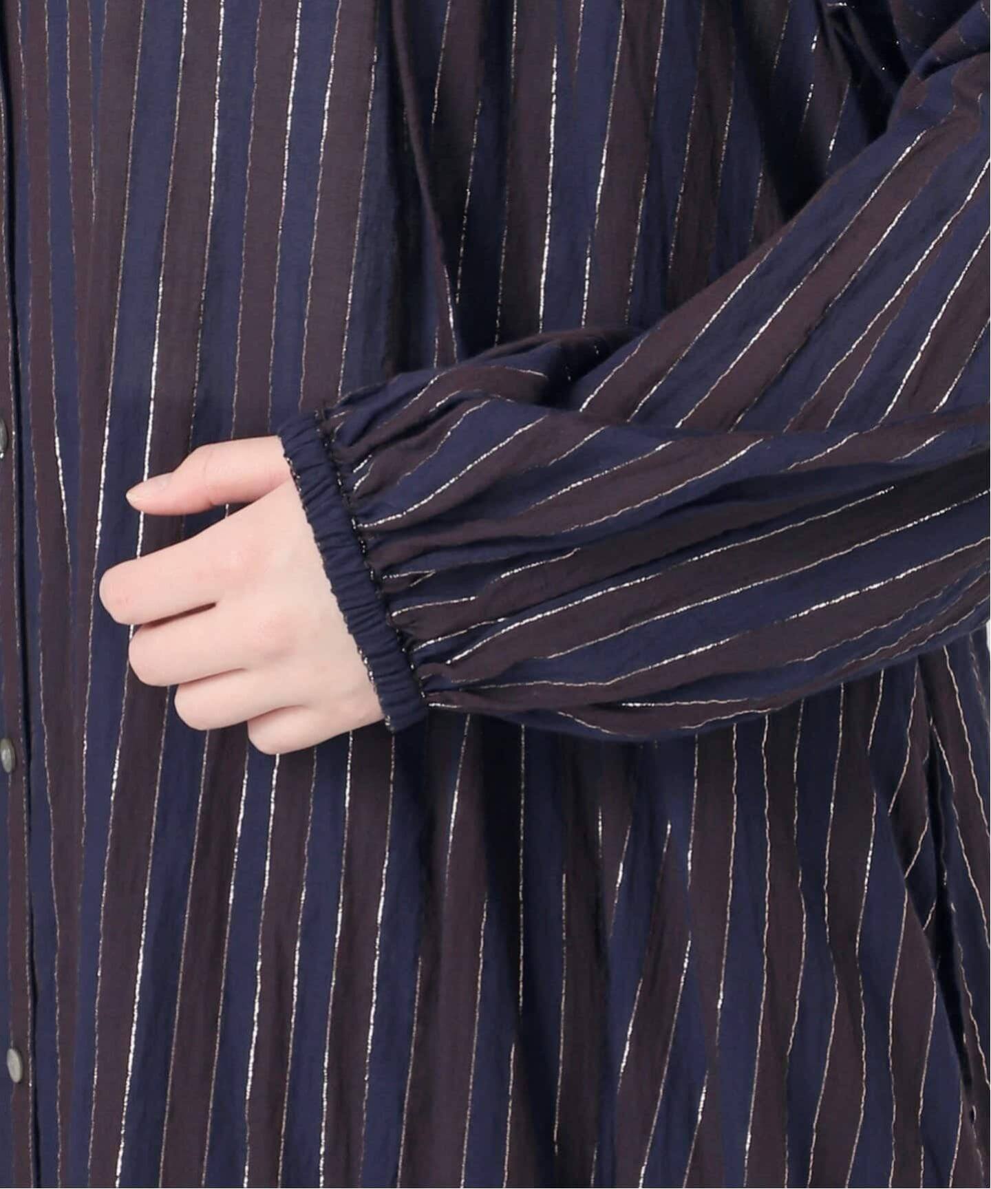 WEB限定 / 追加》HYUストライプギャザーシャツワンピース（ワンピース
