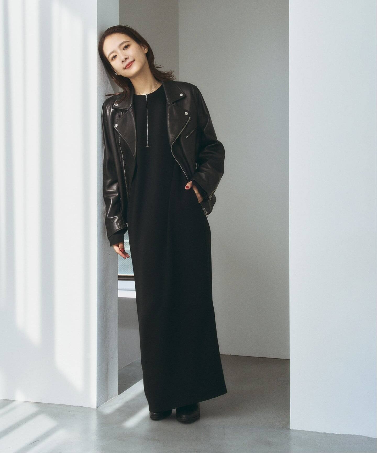 HARDY NOIR ダブルクロスミニマルロングドレス 36 追加予約9》ダブル