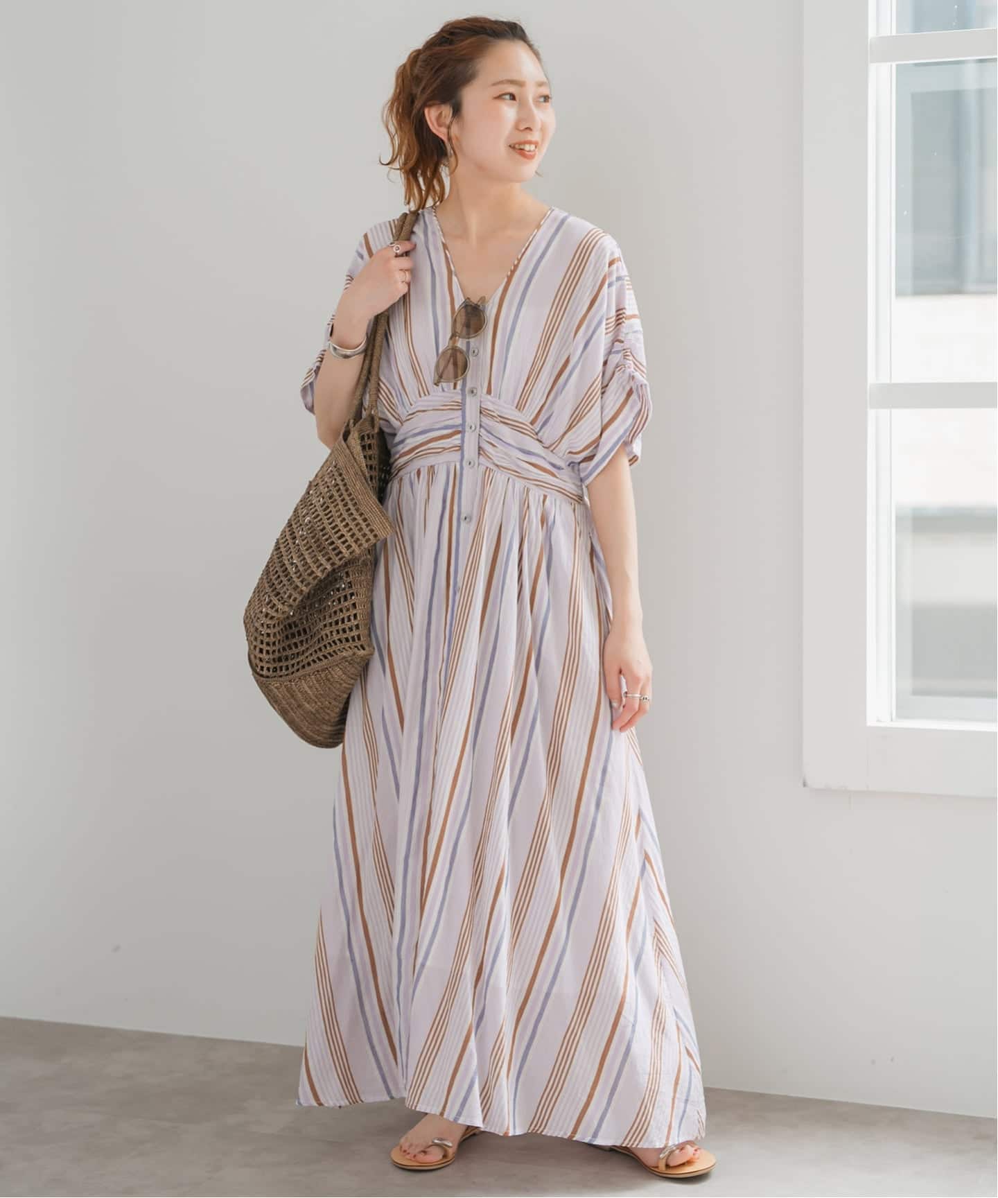 別注カラー有 / 追加予約》ne Quittez pas Cotton Voile Stripe Waist