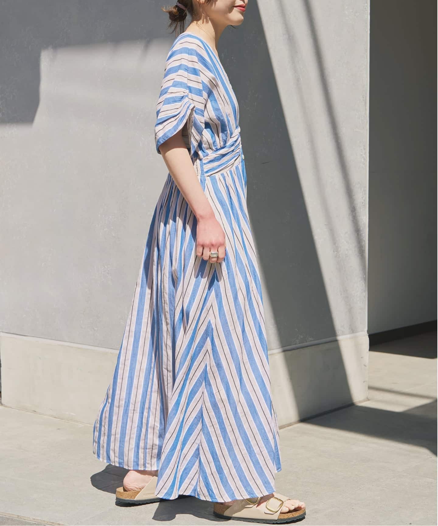 別注カラー有 / 追加》ne Quittez pas Cotton Voile Stripe Waist