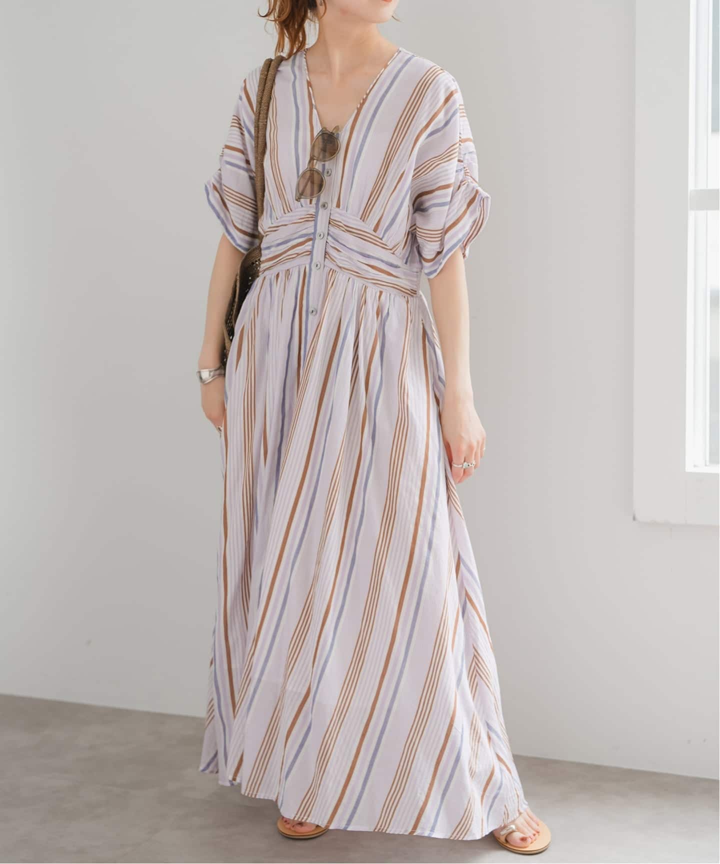 別注カラー有 / 追加予約》ne Quittez pas Cotton Voile Stripe Waist
