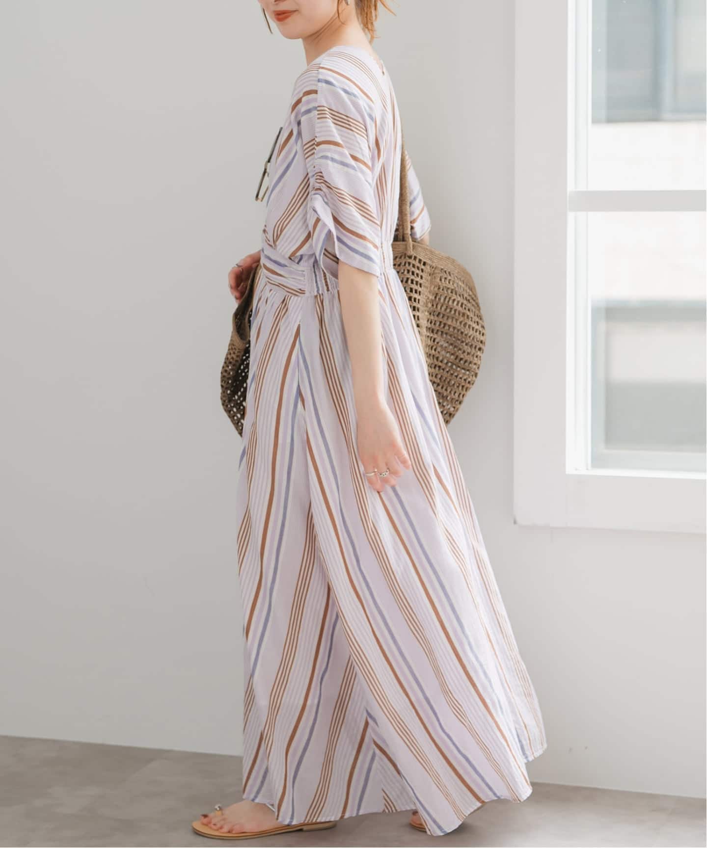別注カラー有 / 追加予約》ne Quittez pas Cotton Voile Stripe Waist