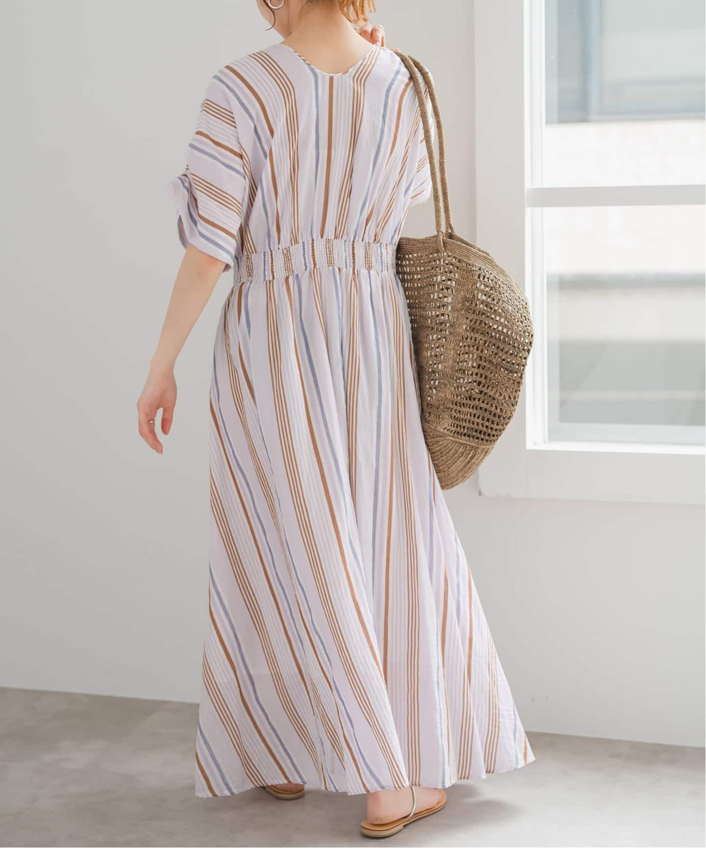 別注カラー有 / 追加予約》ne Quittez pas Cotton Voile Stripe Waist