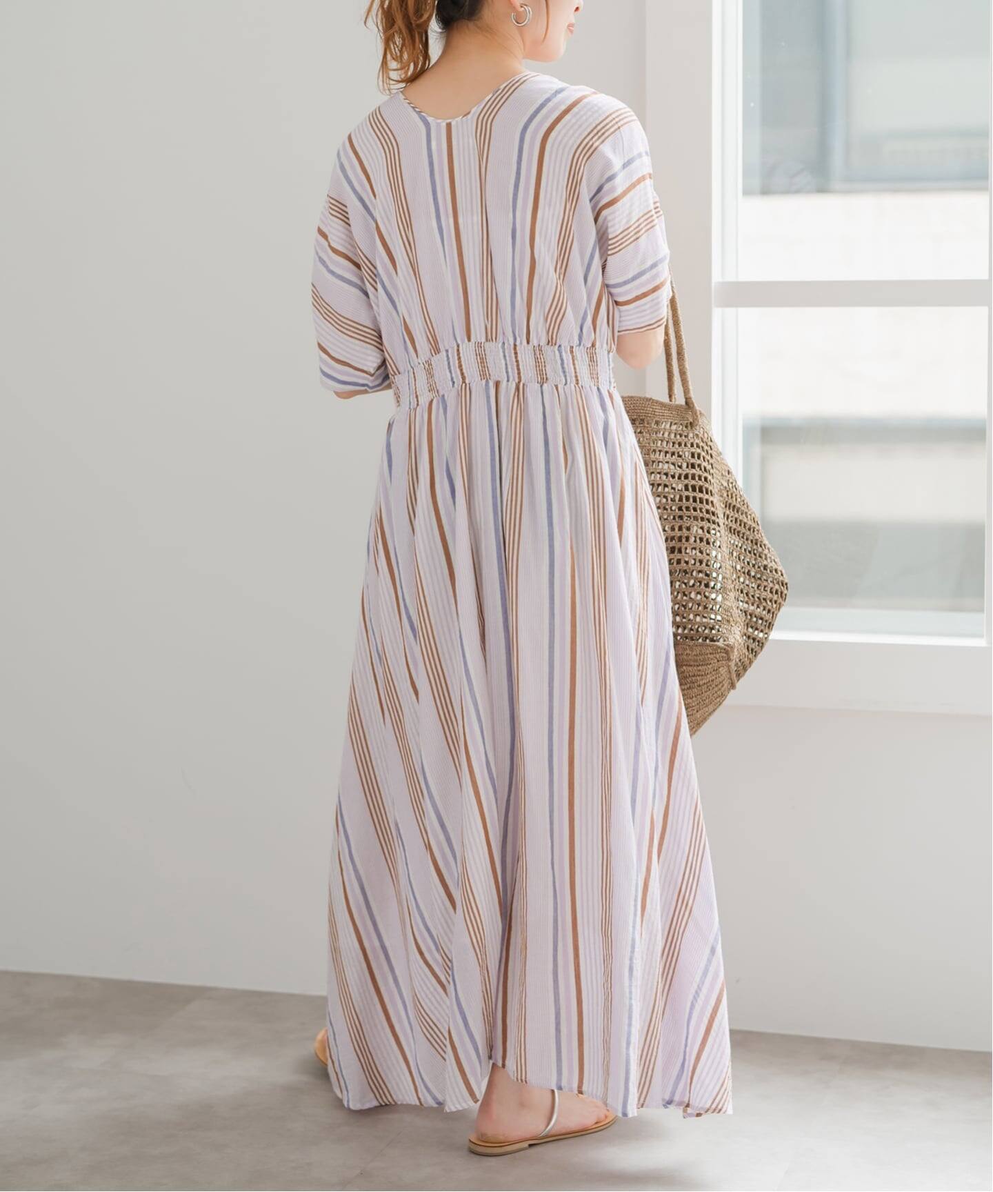 別注カラー有 / 追加》ne Quittez pas Cotton Voile Stripe Waist