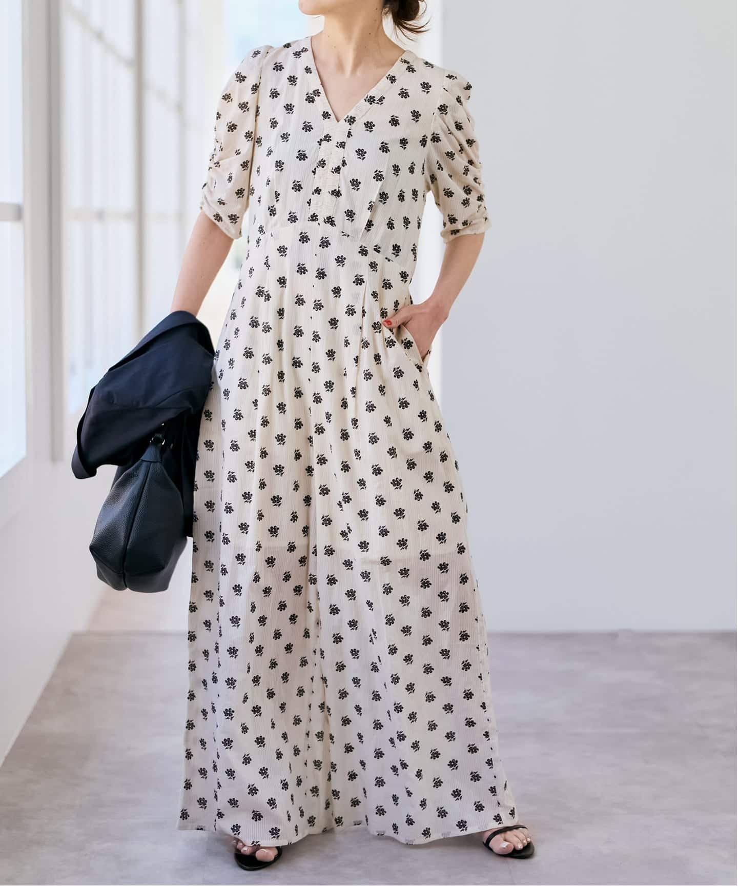 別注》ne Quittez pas / ヌキテパ Cotton Dobby Stripe Flower Print