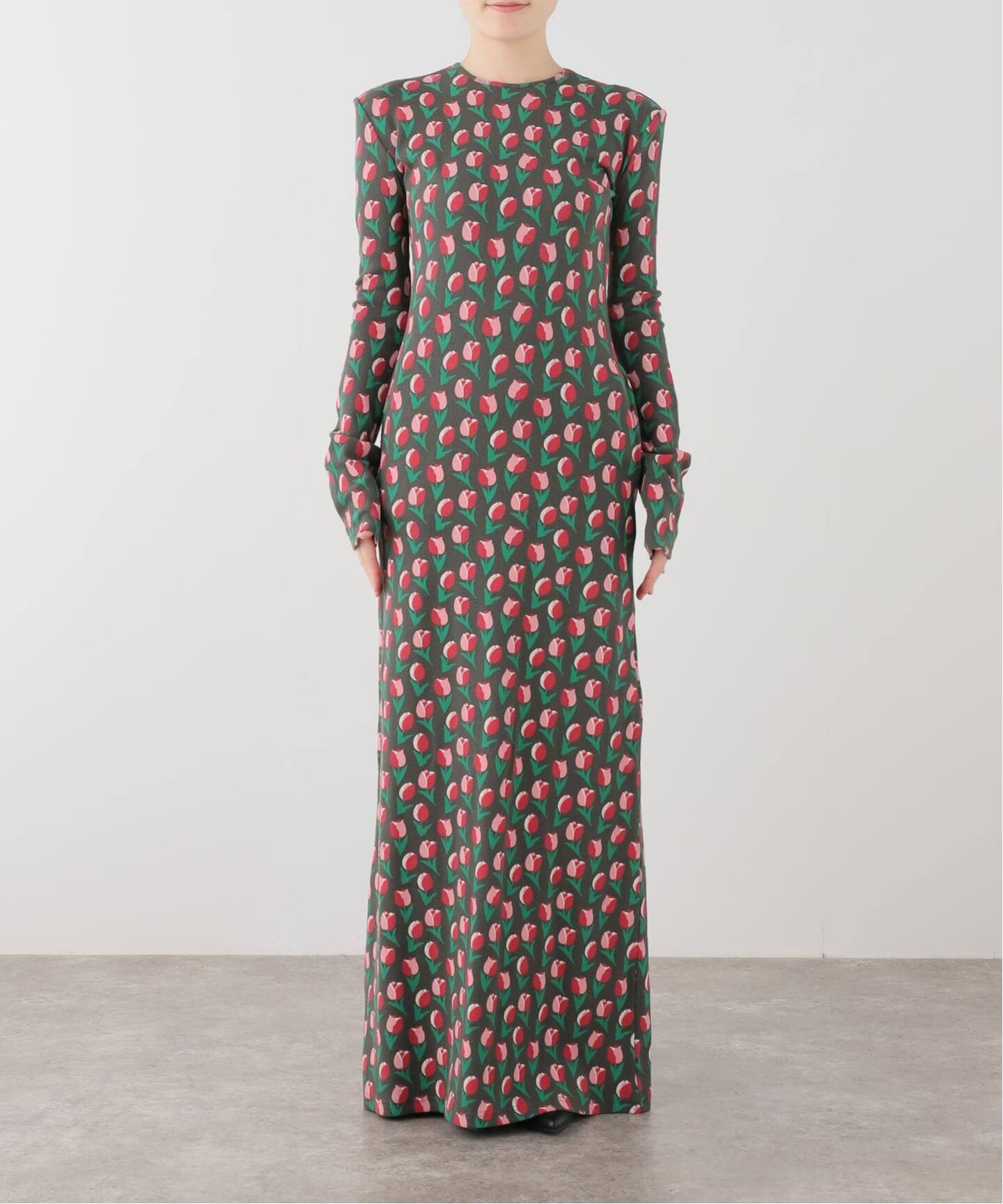 WEB限定》HOLIDAY/ホリデイ SUPER RIB PADDED SHOULDER L/S DRESS 