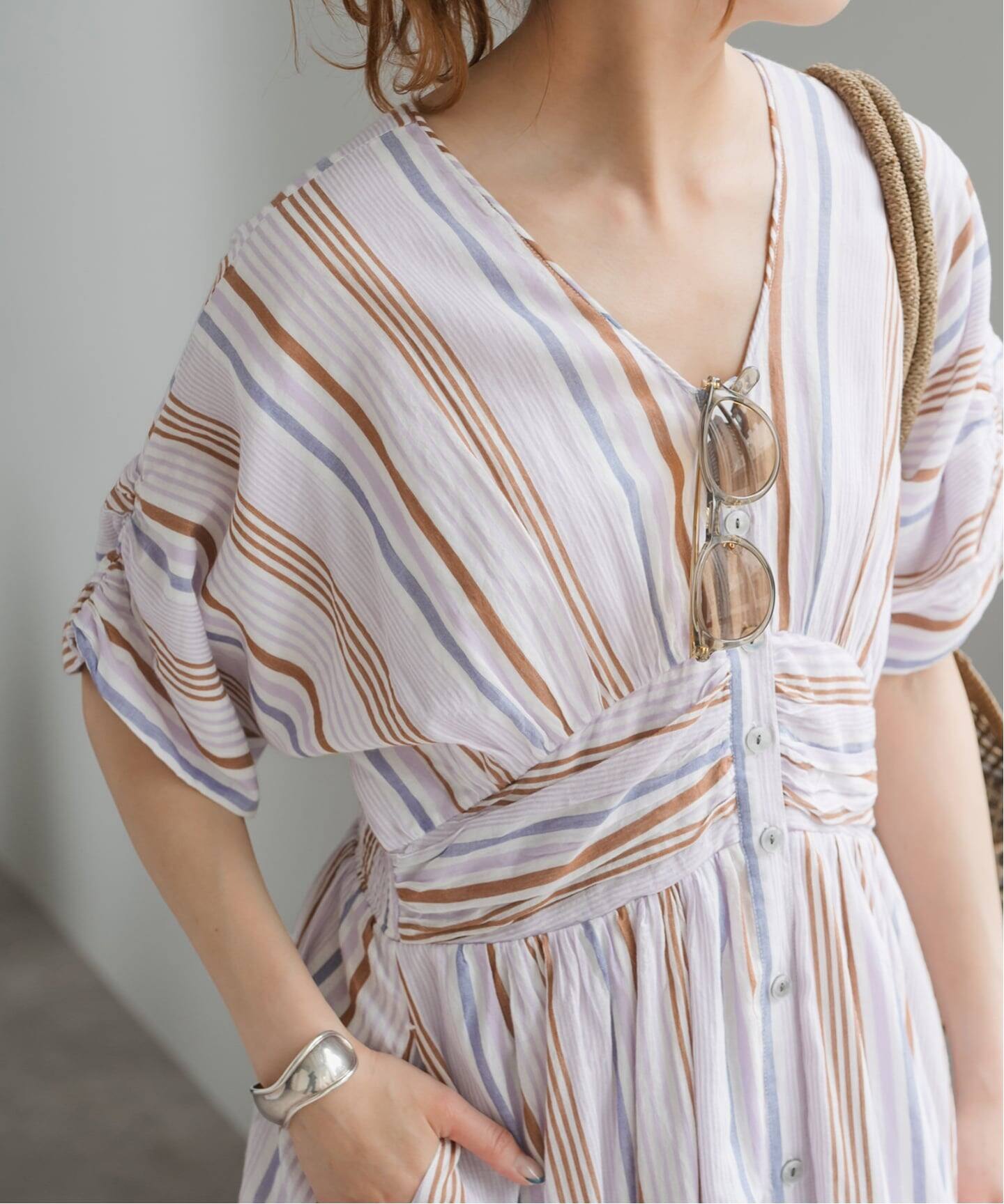 WEB限定 / 追加予約》ne Quittez pas Cotton Voile Stripe Waist
