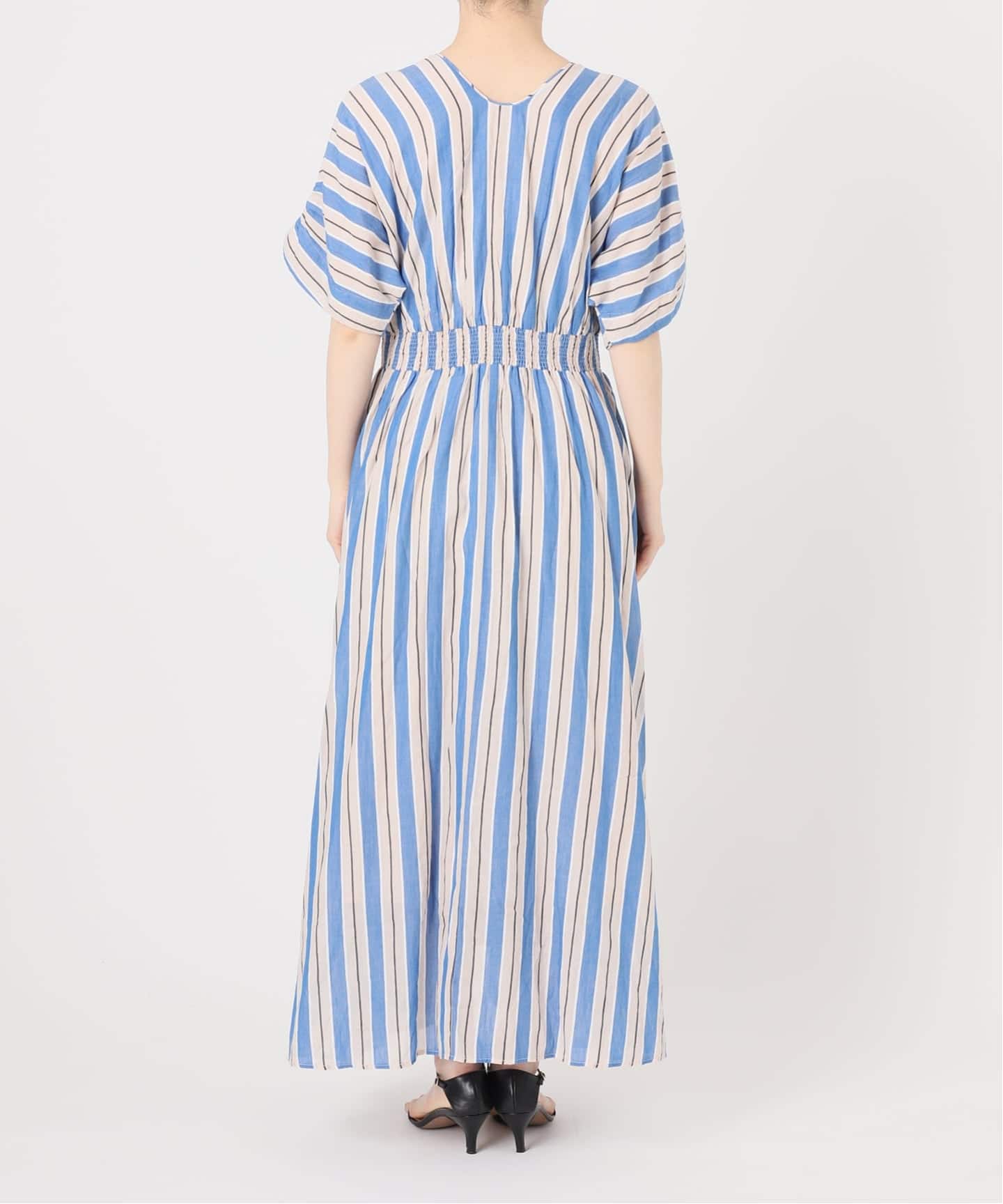 WEB限定 / 追加》ne Quittez pas Cotton Voile Stripe Waist Gather