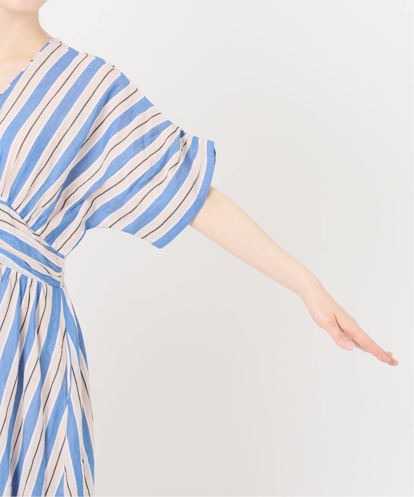 WEB限定 / 追加》ne Quittez pas Cotton Voile Stripe Waist Gather