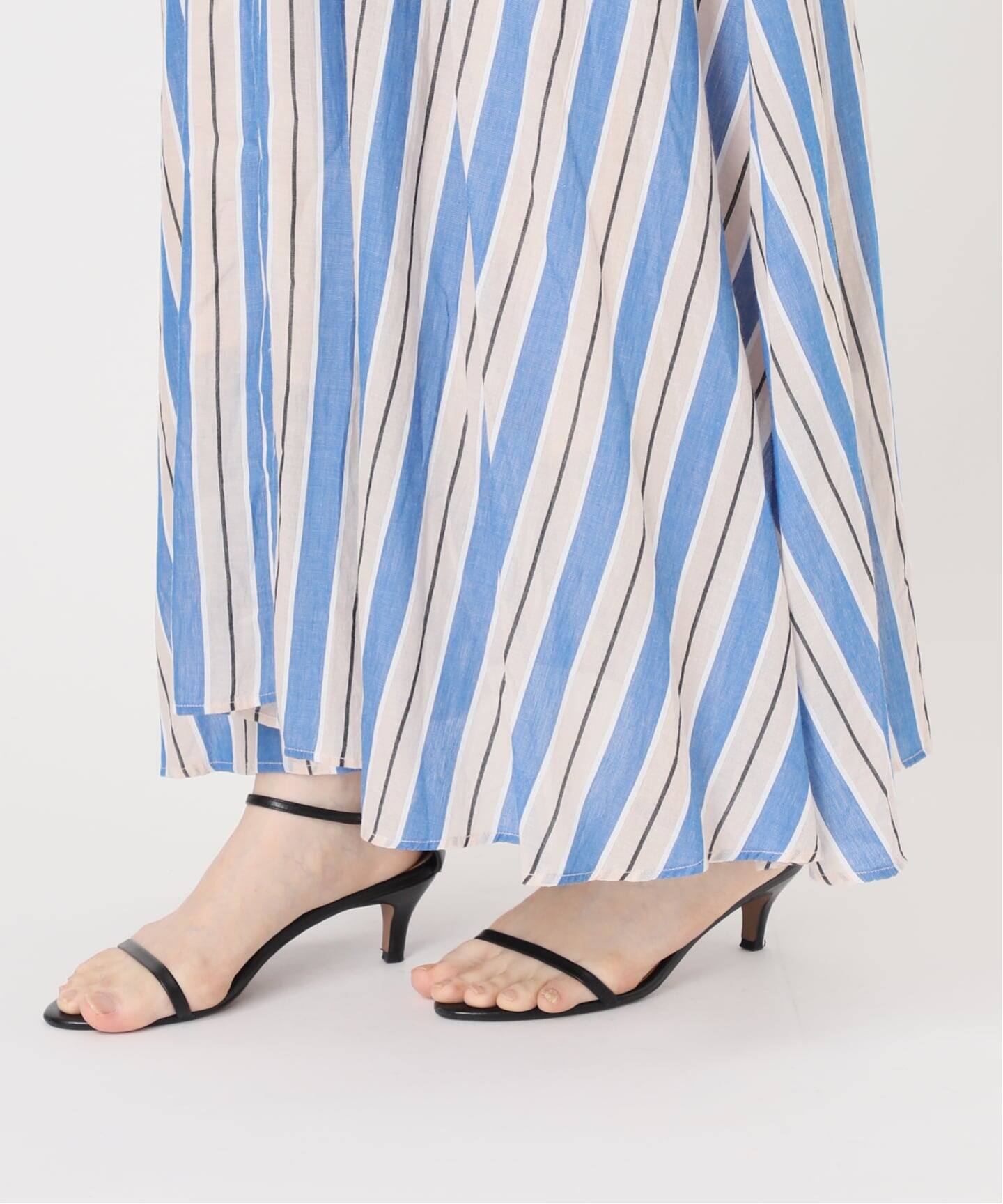 WEB限定 / 追加》ne Quittez pas Cotton Voile Stripe Waist Gather