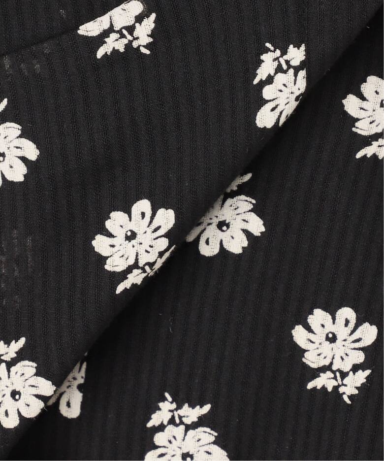 ヌキテパ ne Quittez pas 刺繍柄入り ノーカラーブラウス 黒色 ne 