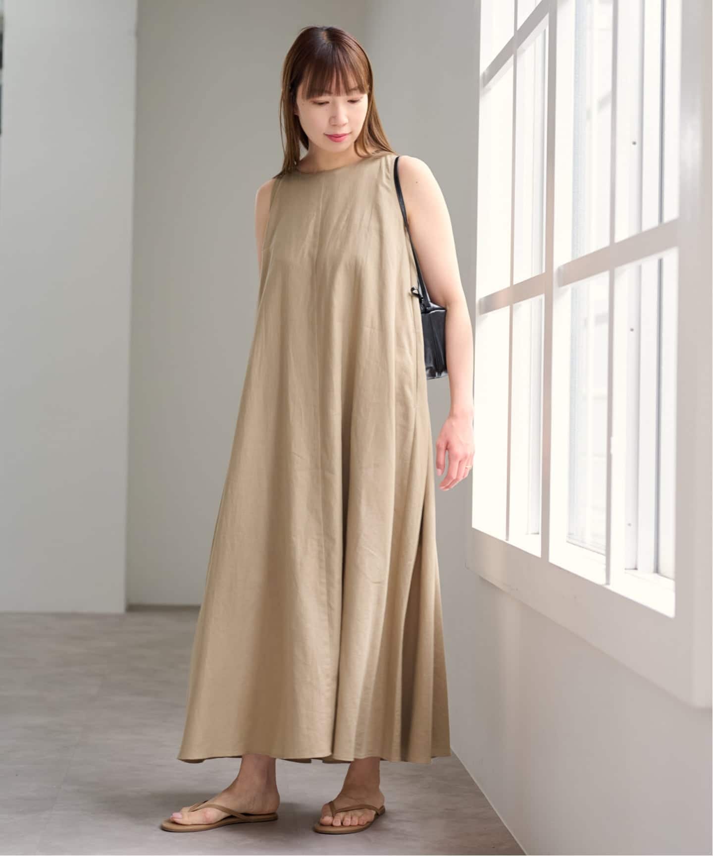 コットンリネンバックギャザーワンピース（ワンピース）｜UBY Spick