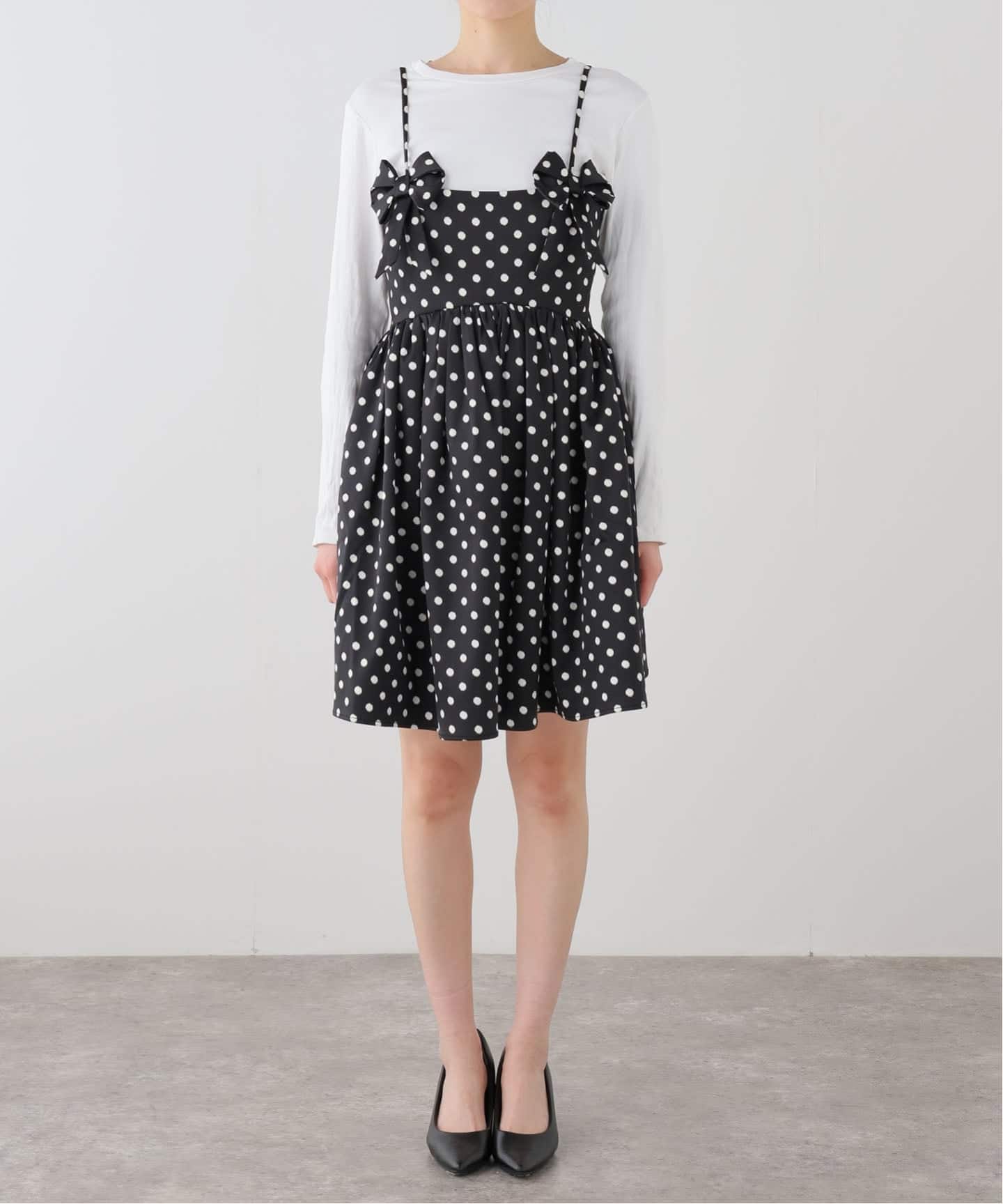 GANNI / ガニー Printed Double Satin Mini Strap Dr（ワンピース