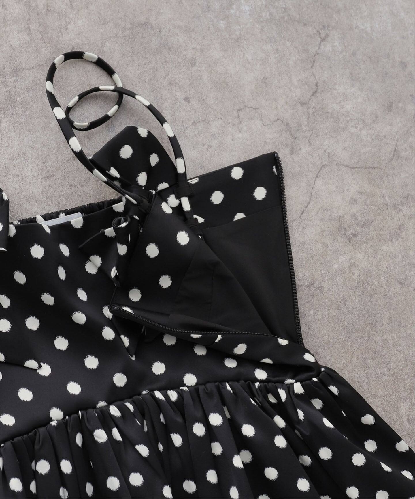 GANNI / ガニー Printed Double Satin Mini Strap Dr（ワンピース
