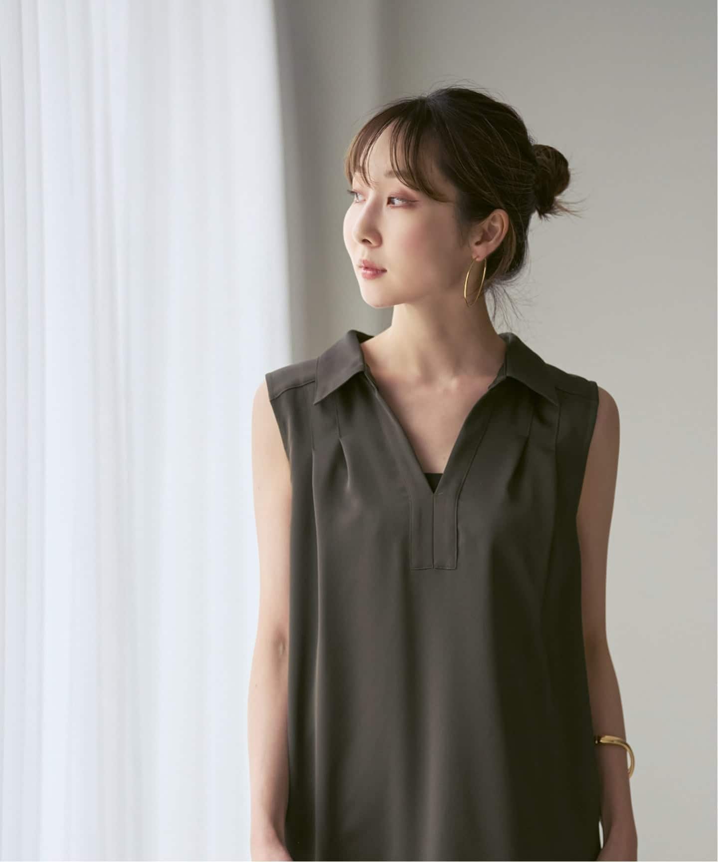 予約》バックジョーゼットサテンスキッパーワンピース（ワンピース