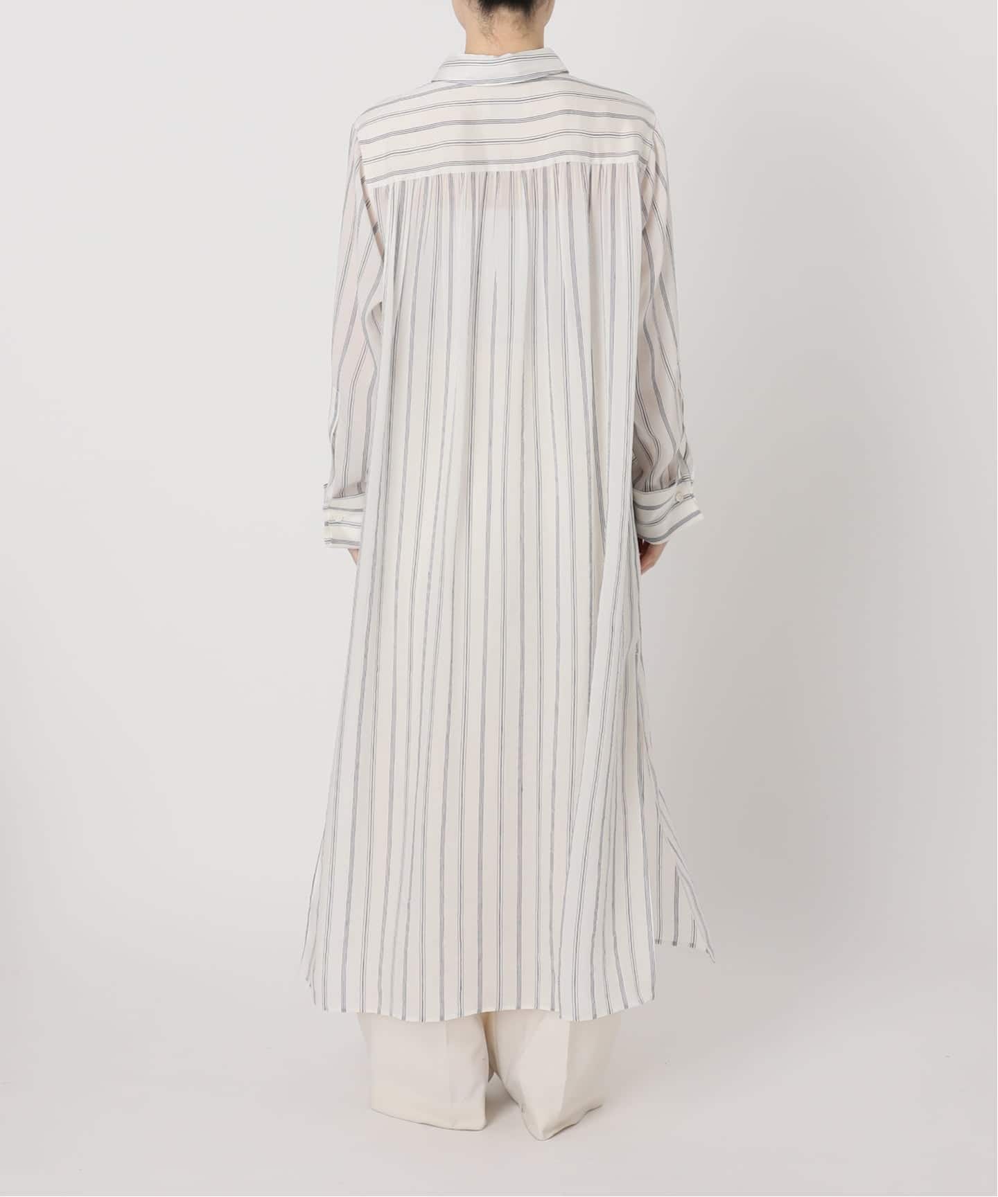 洗える】エアリーストライプロングシャツワンピース（ワンピース