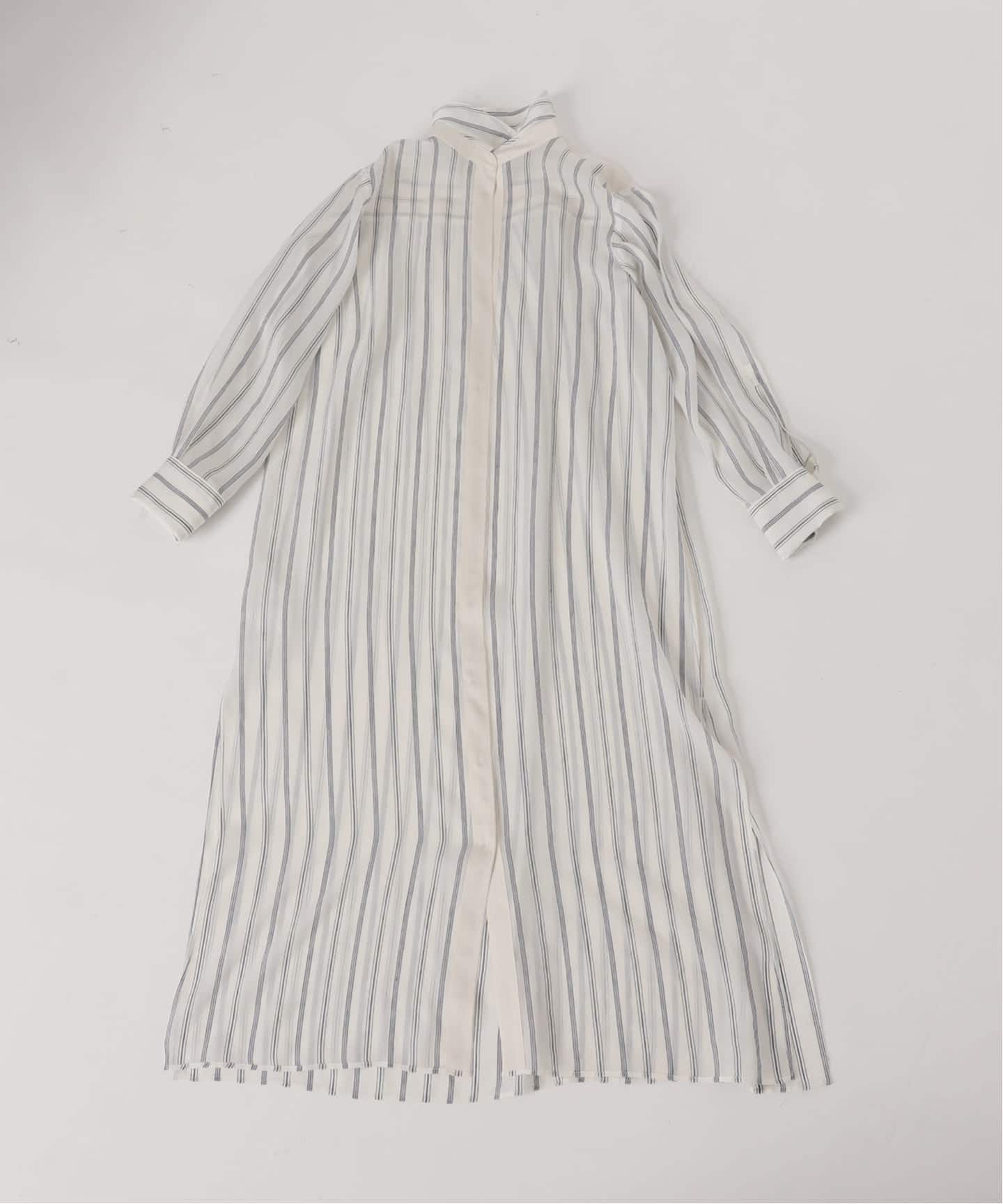 洗える】エアリーストライプロングシャツワンピース（ワンピース