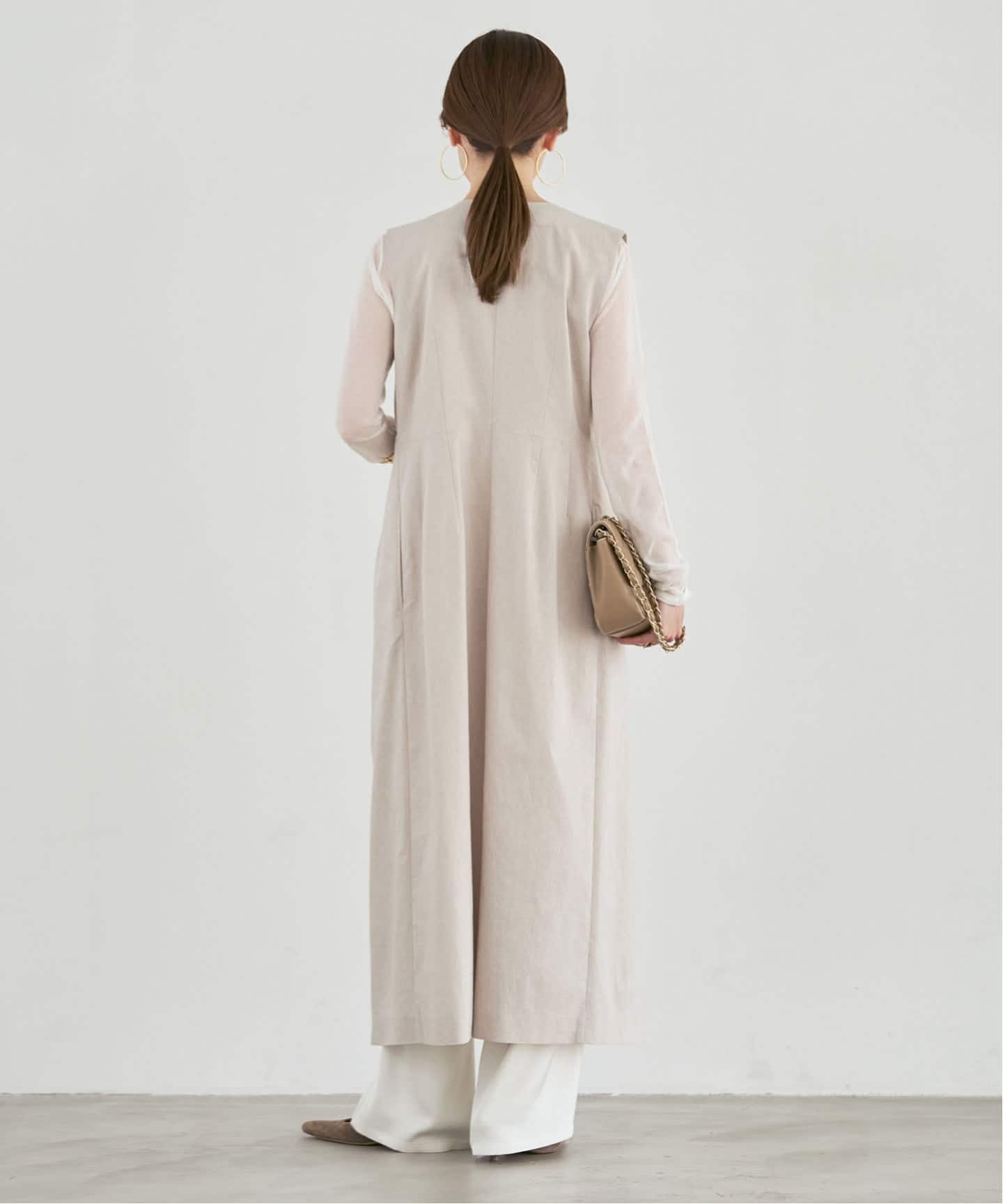 予約》麻ストレッチロングジレワンピース（ワンピース）｜NOBLE