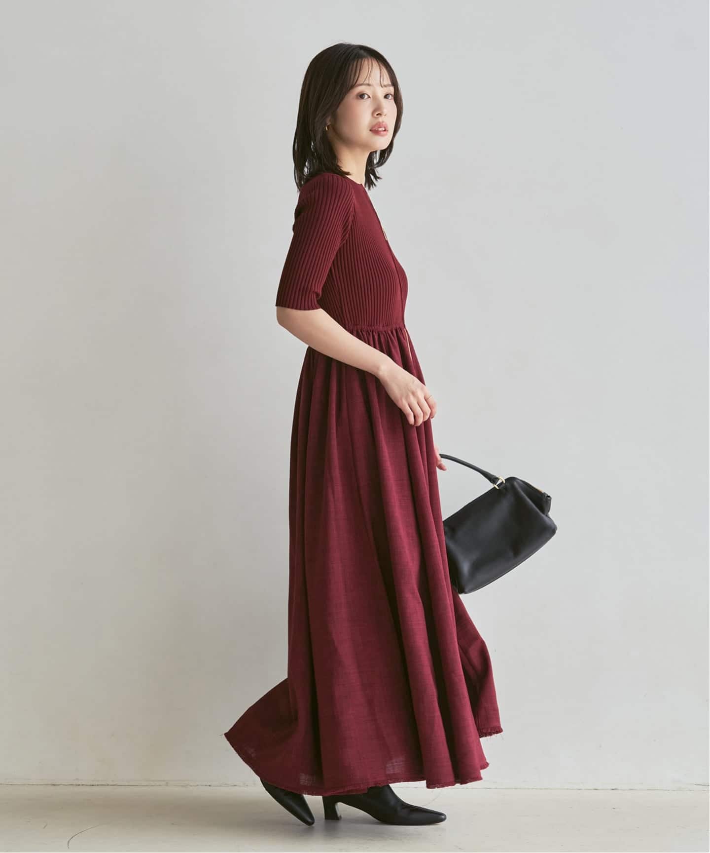 追加・新色》【洗える】フロントジップドッキングワンピース