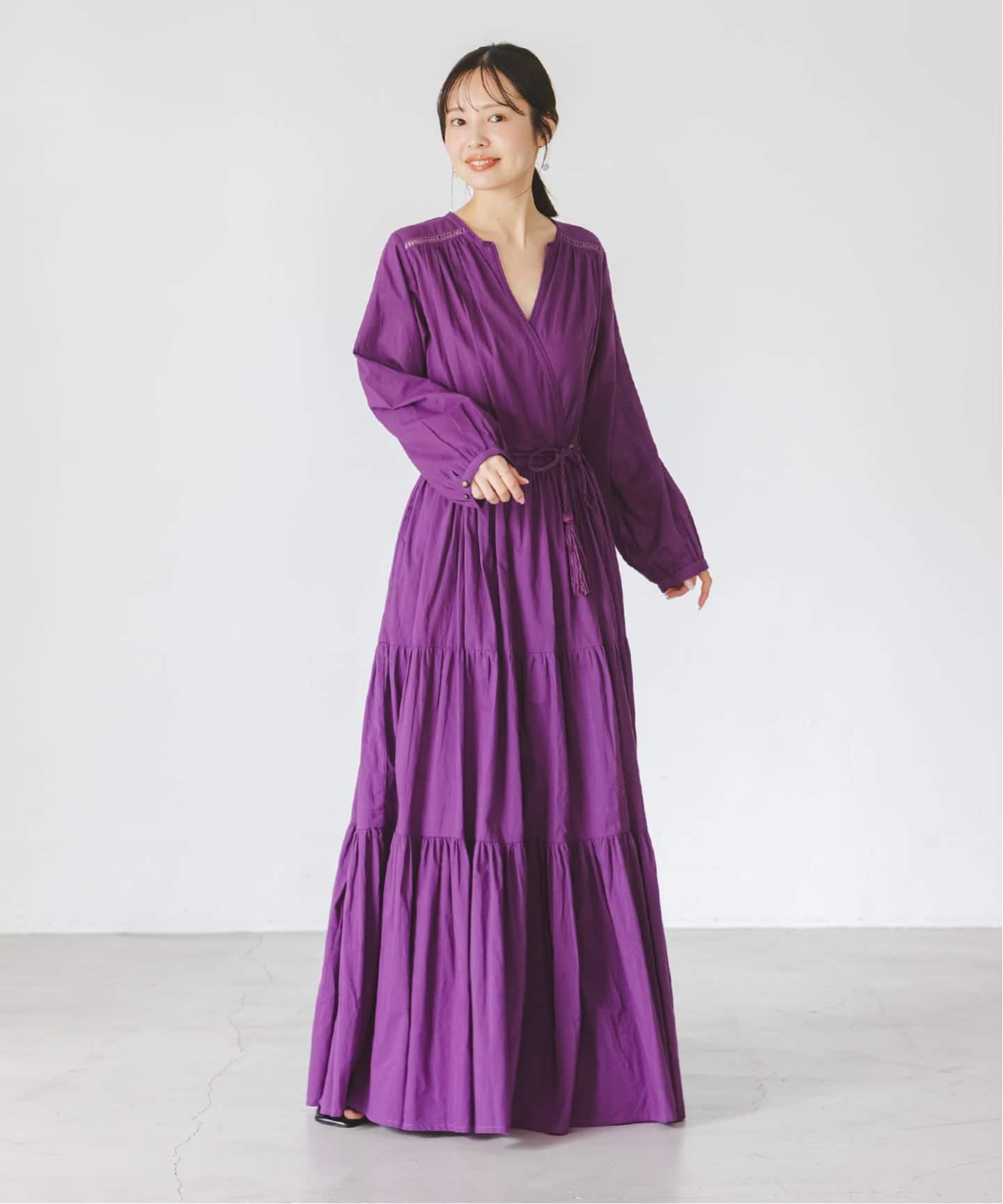 美品【公式サイト完売】Velnica カシュクールワンピース　定価53,000円 予約》【洗える】Velnica/ヴェルニカ カシュクールロングドレス