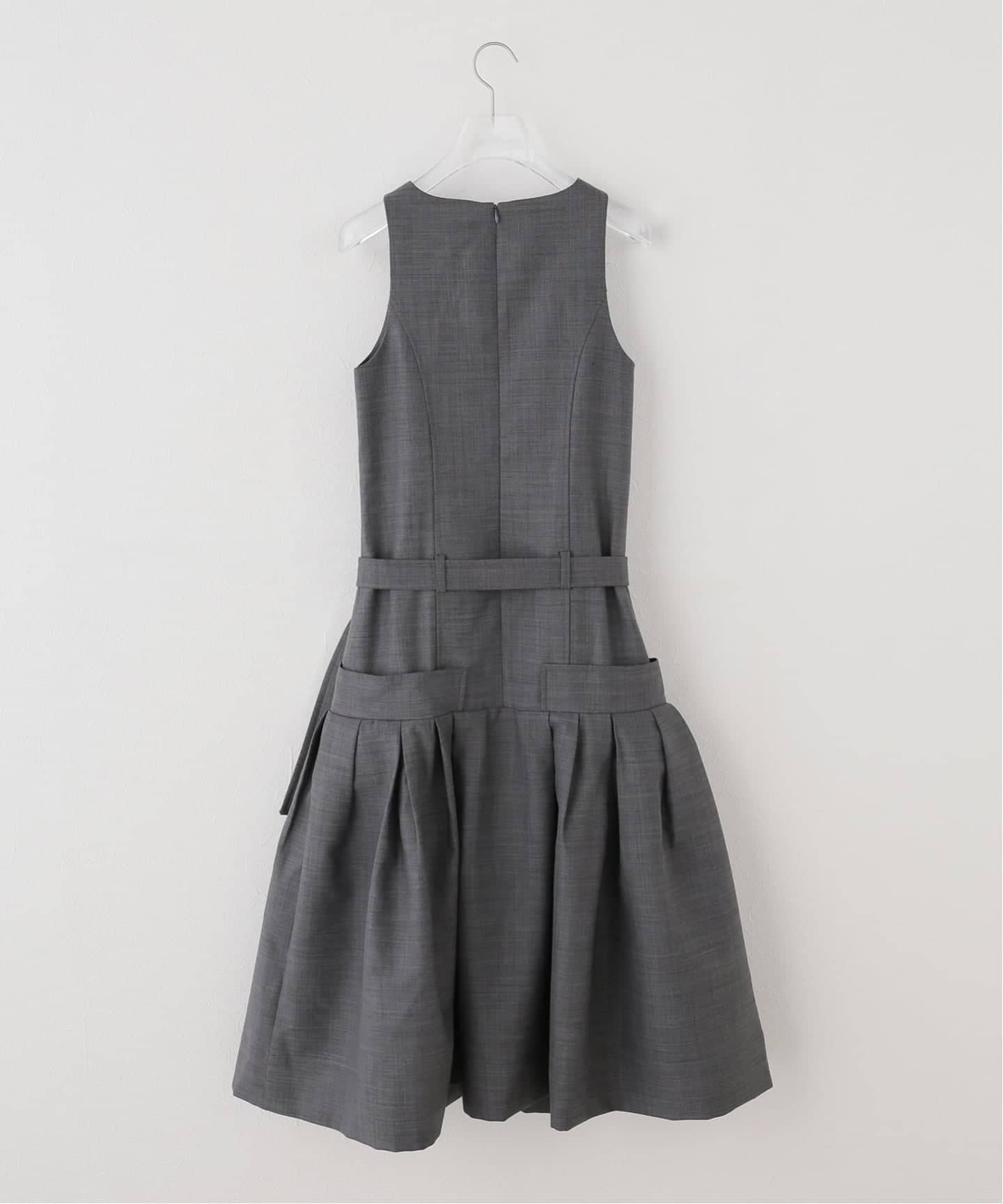 GANNI / ガニー Wool Melange Suiting Belted Long D（ワンピース