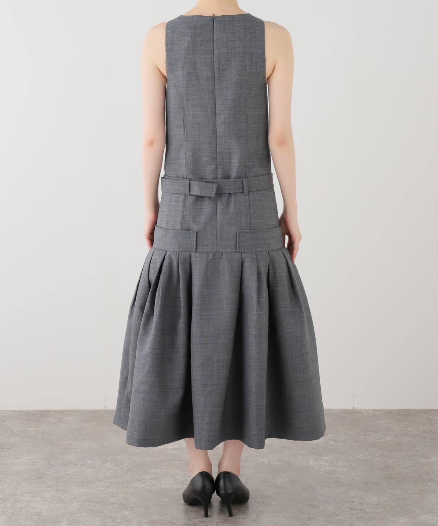 GANNI / ガニー Wool Melange Suiting Belted Long D（ワンピース