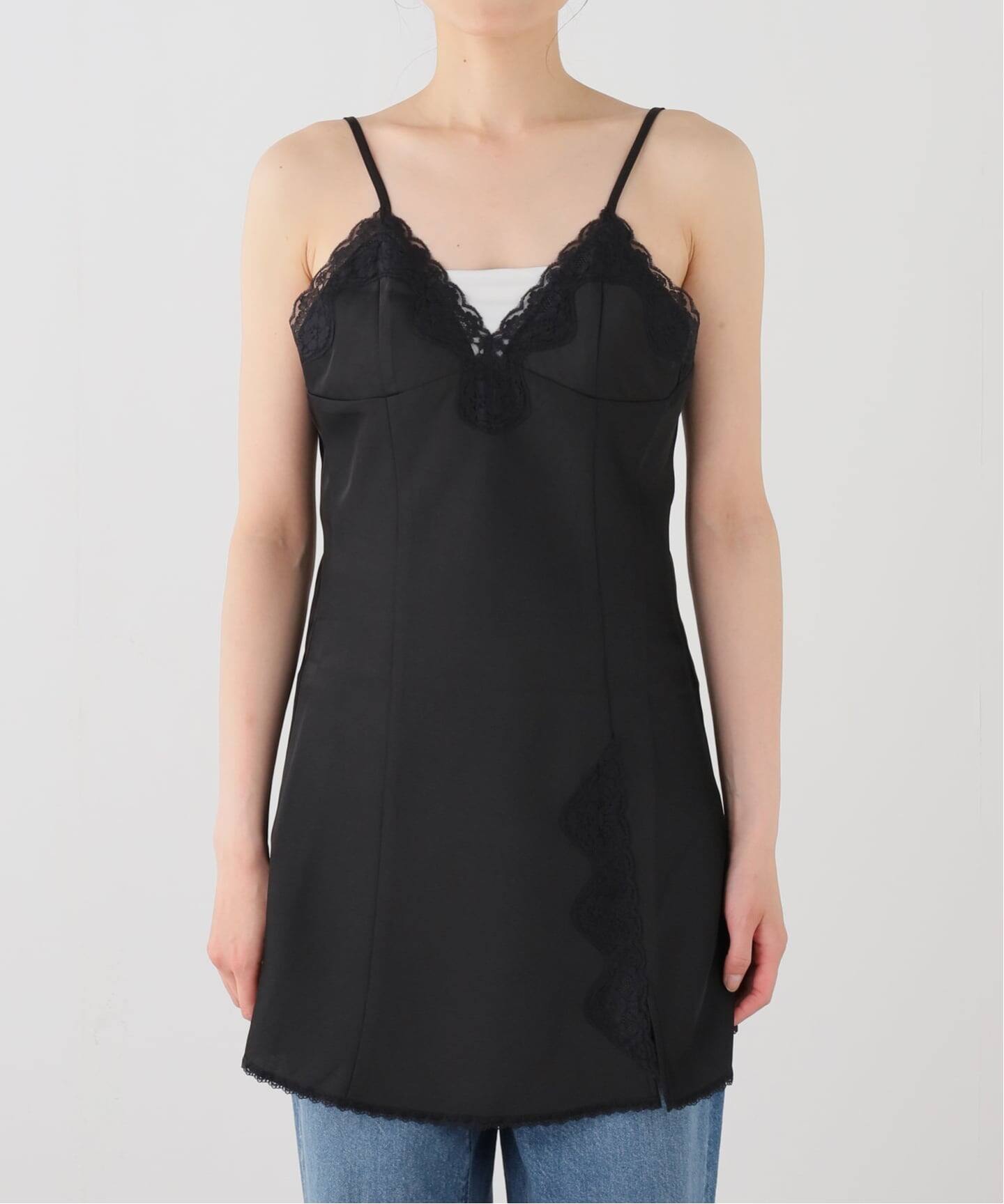 GREEN BUTTER/グリーンバター】 SILKY LACE SLIP MINI DRESS