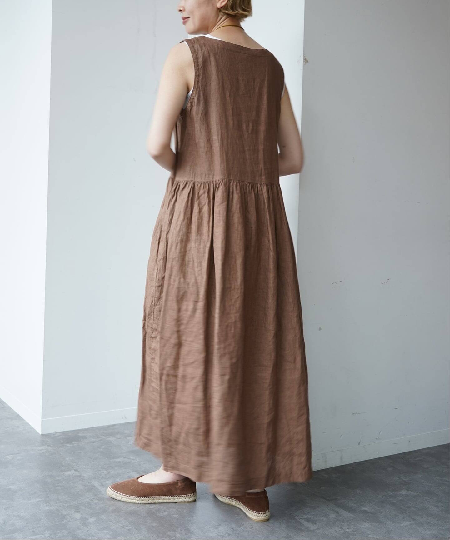 ARMEN】LINEN PLAIN BOAT NECK DRESS（ワンピース）｜journal standard