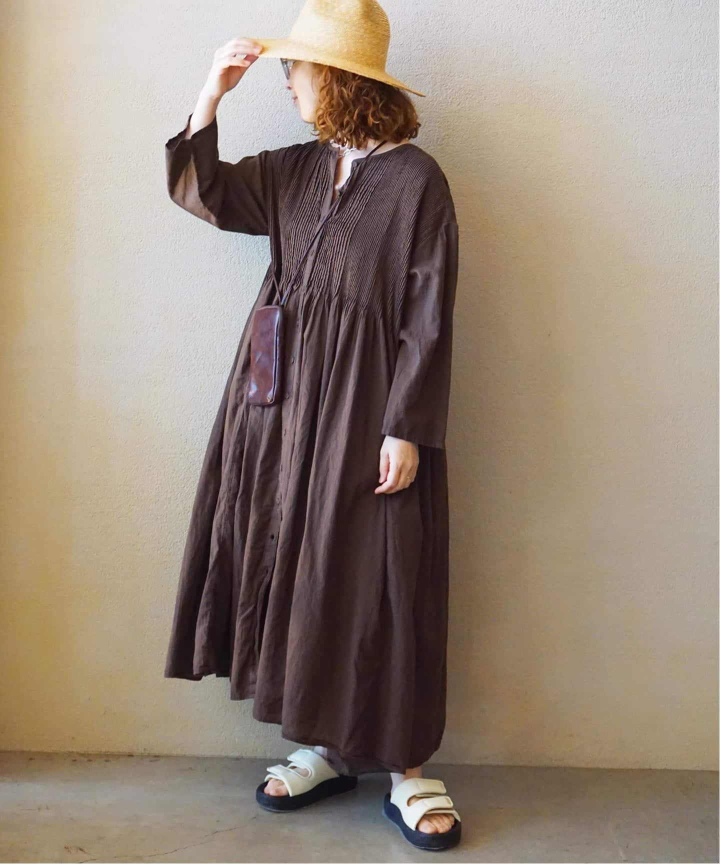 maison de soil】OVERDYE CREW-NECK BUTTON SHIRT MA（ワンピース