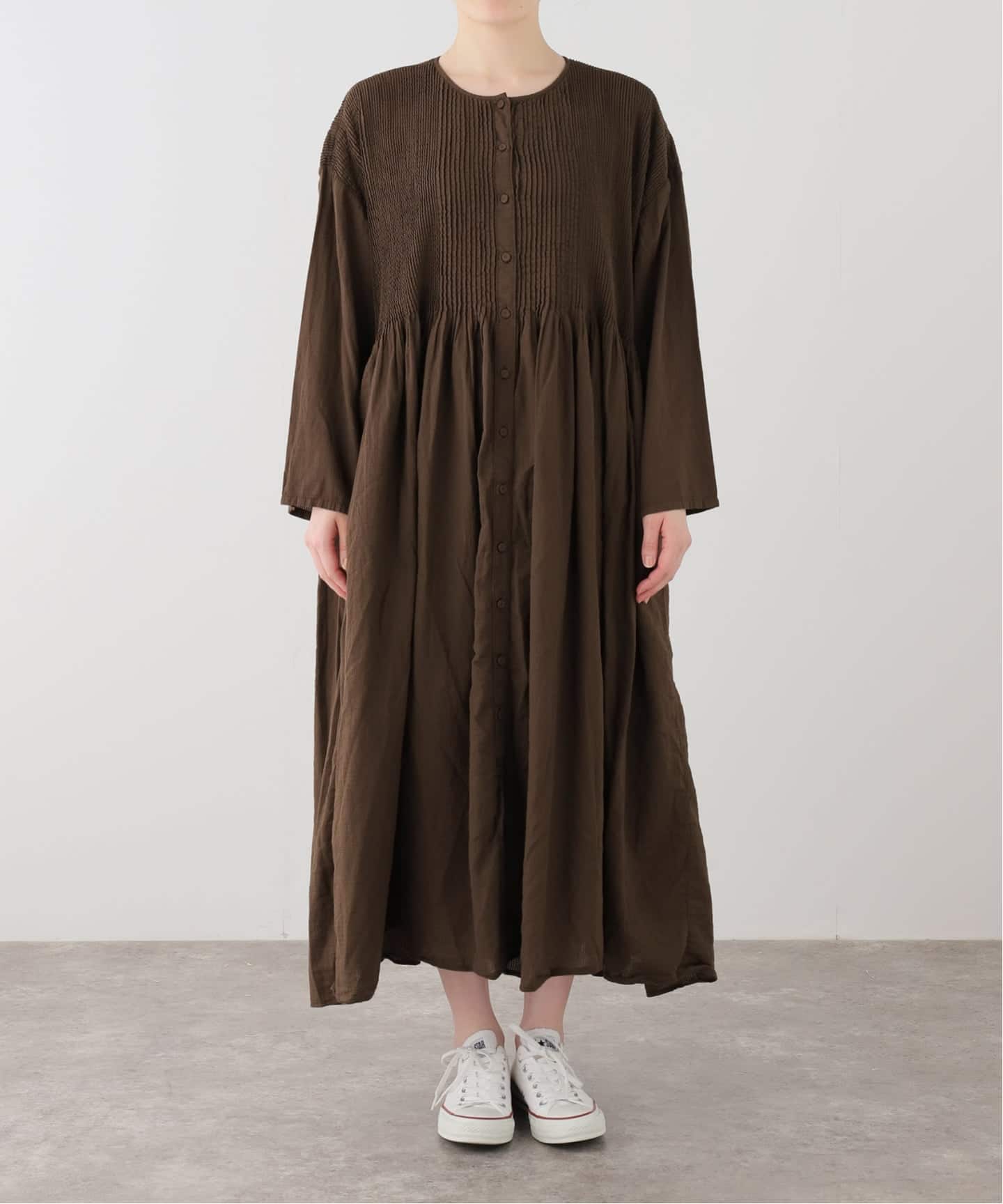 maison de soil】OVERDYE CREW-NECK BUTTON SHIRT MA（ワンピース